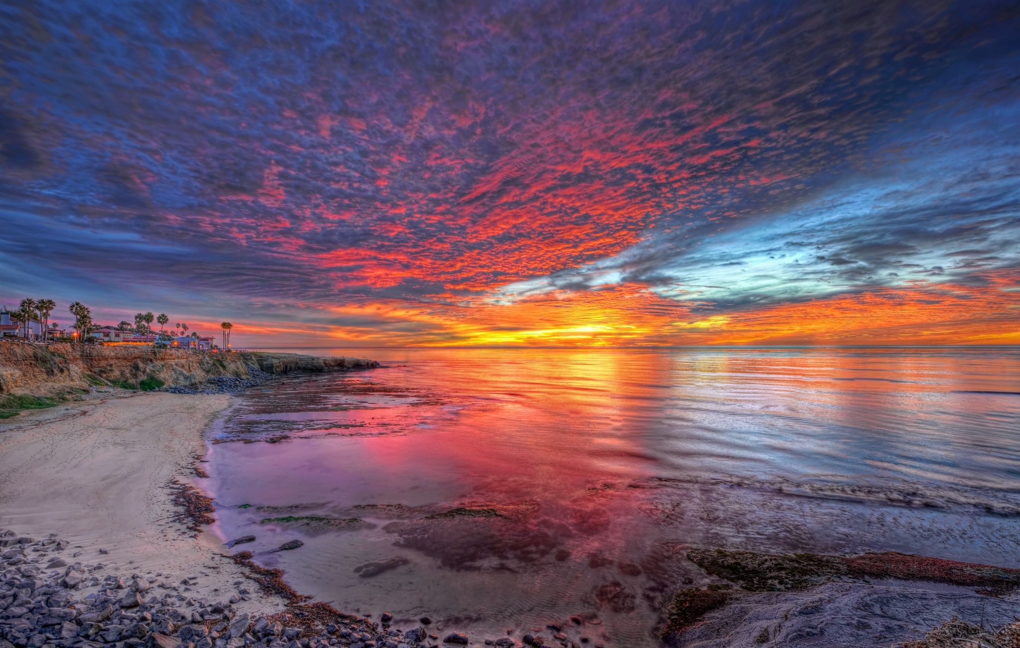 Tramonto rosso sul mare, 2048x1301 2K, Desktop