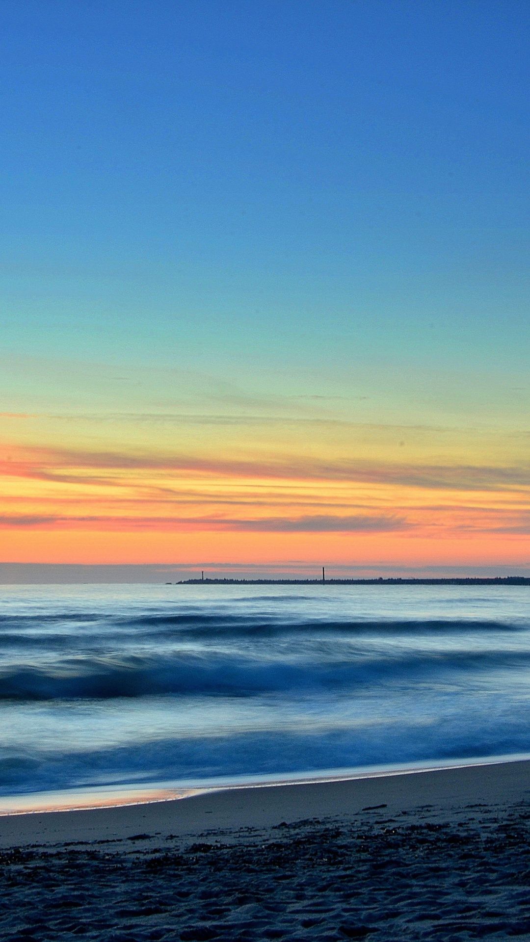 Spiaggia tramonto cielo arancione blu, 1080x1920 Full HD Verticale, iPhone