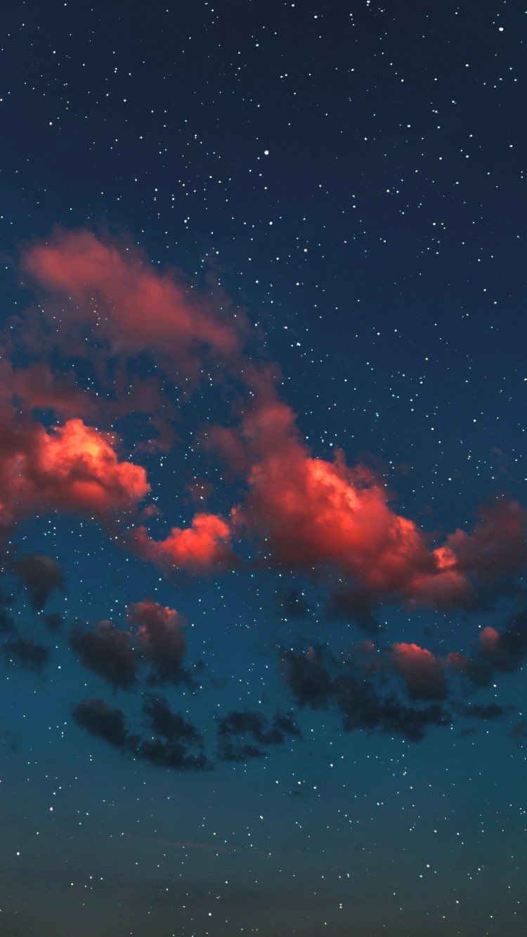 Cielo stellato con nuvole rosse, 750x1334 Full HD Verticale, iPhone