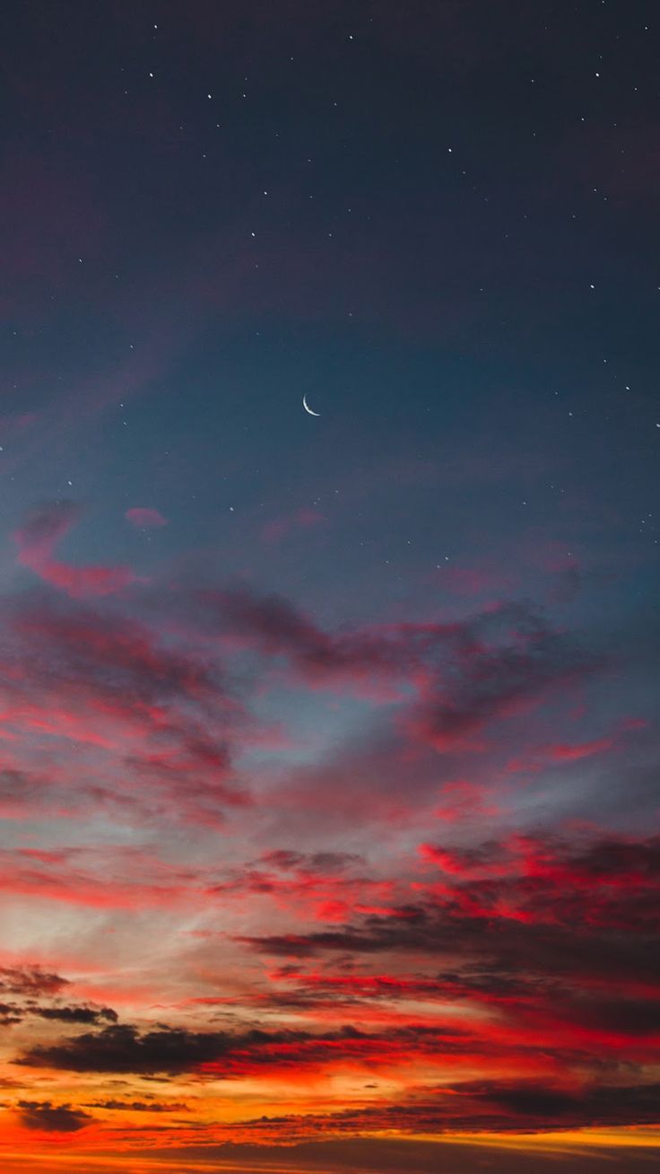 Cielo al tramonto con luna, 736x1308 Full HD Verticale, Smartphone
