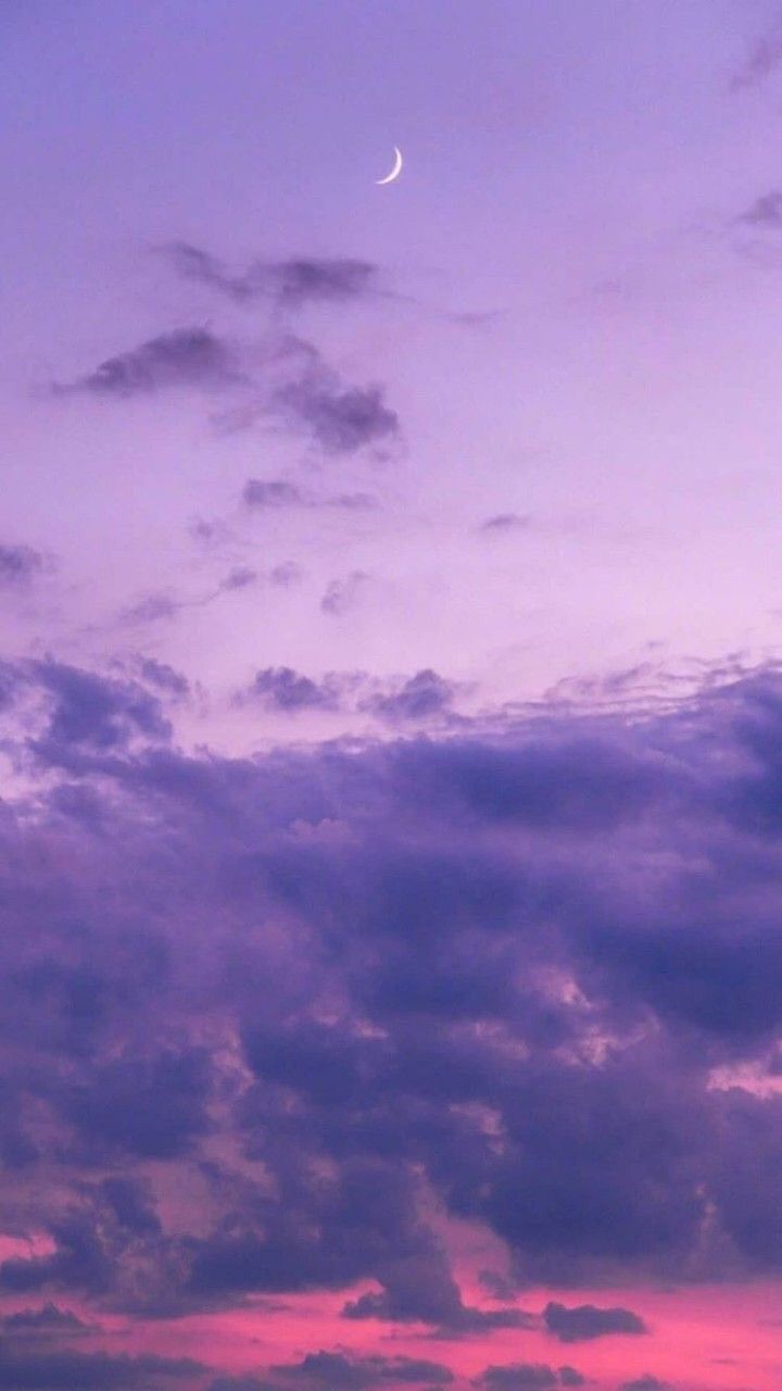 Cielo viola con luna crescente, 720x1280 Full HD Verticale, iPhone Plus