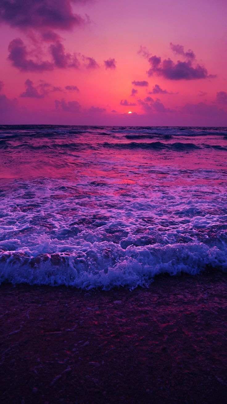 Tramonto viola sull'oceano, 736x1308 Full HD Verticale, iPhone Pro Max