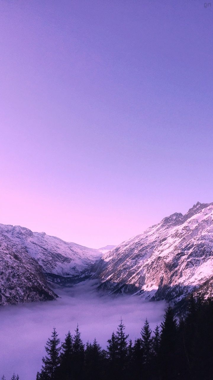 Montagne innevate cielo viola, 720x1280 Full HD Verticale, iPhone Plus