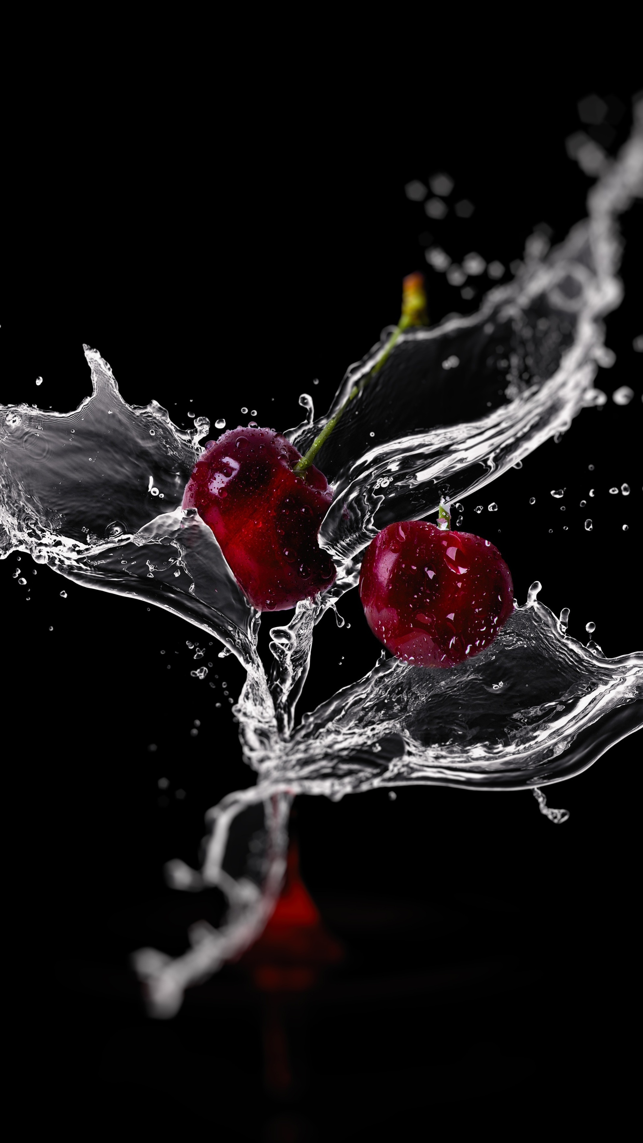 Ciliegie con schizzi d'acqua, 2160x3840 Full HD Verticale, iPhone