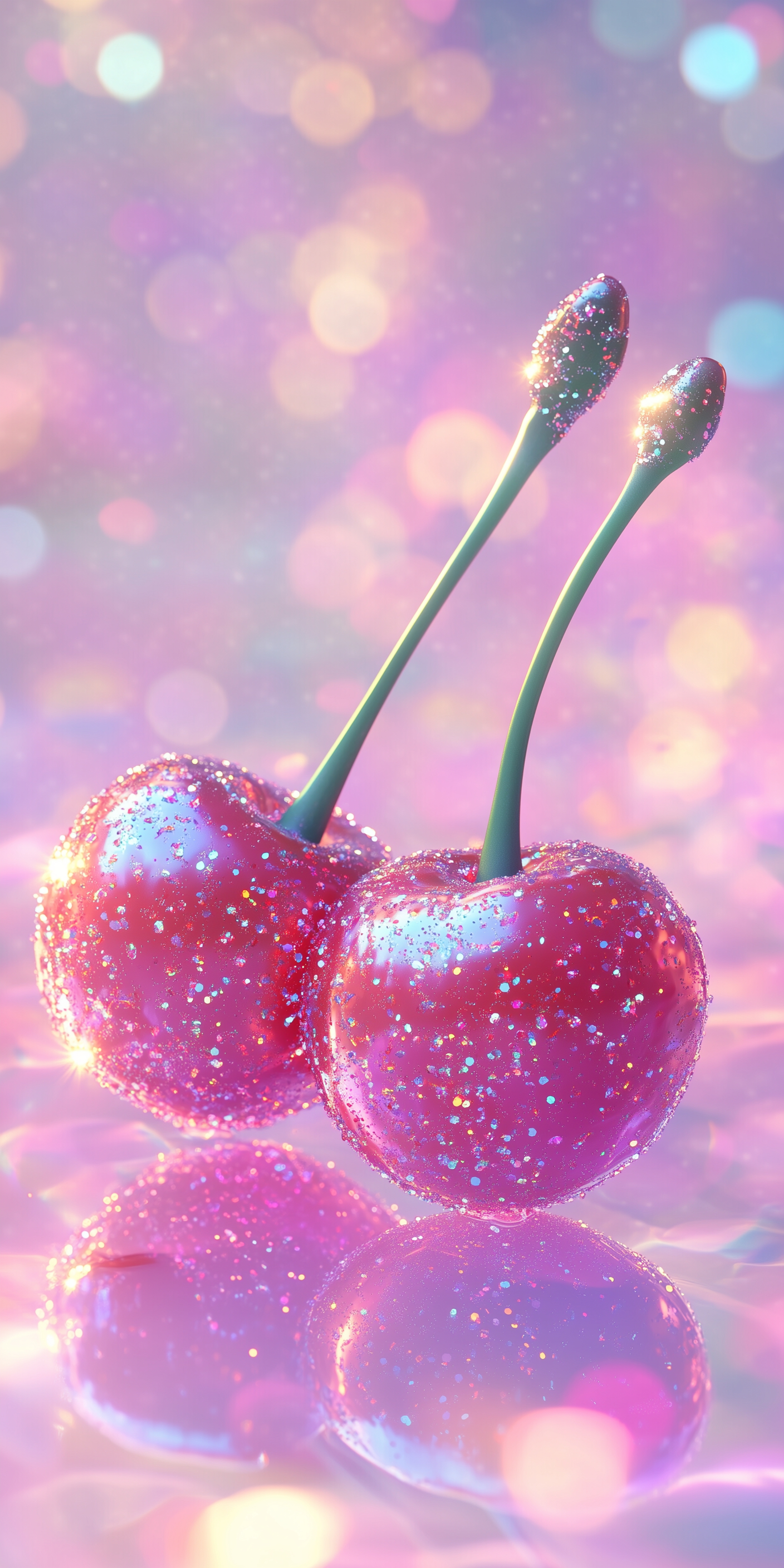 Ciliegie glitter rosa scintillanti, 2160x4320 Verticale, Mobile