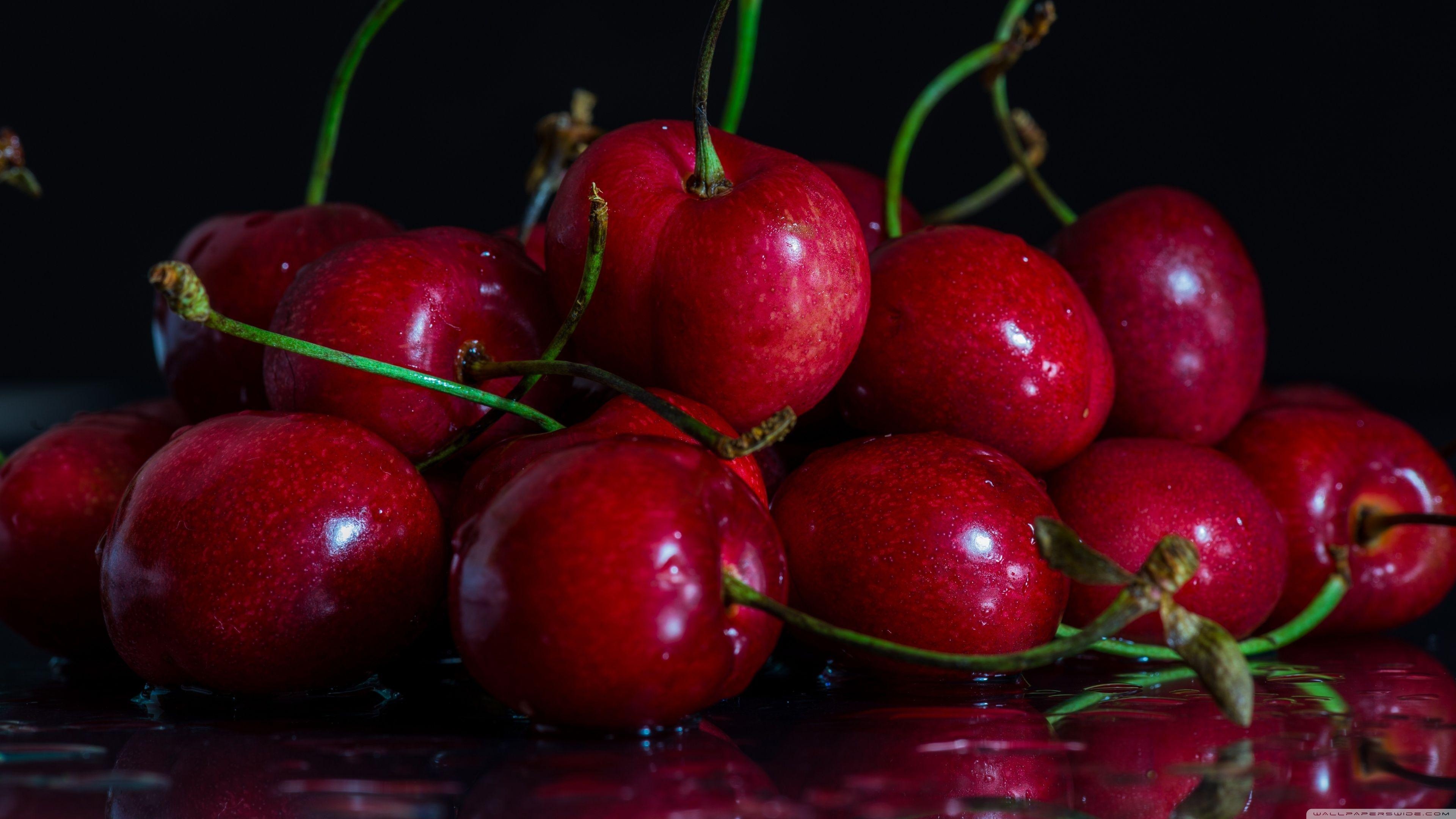 Ciliegie rosse bagnate, 3840x2160 4K Ultra HD, Monitor 4K