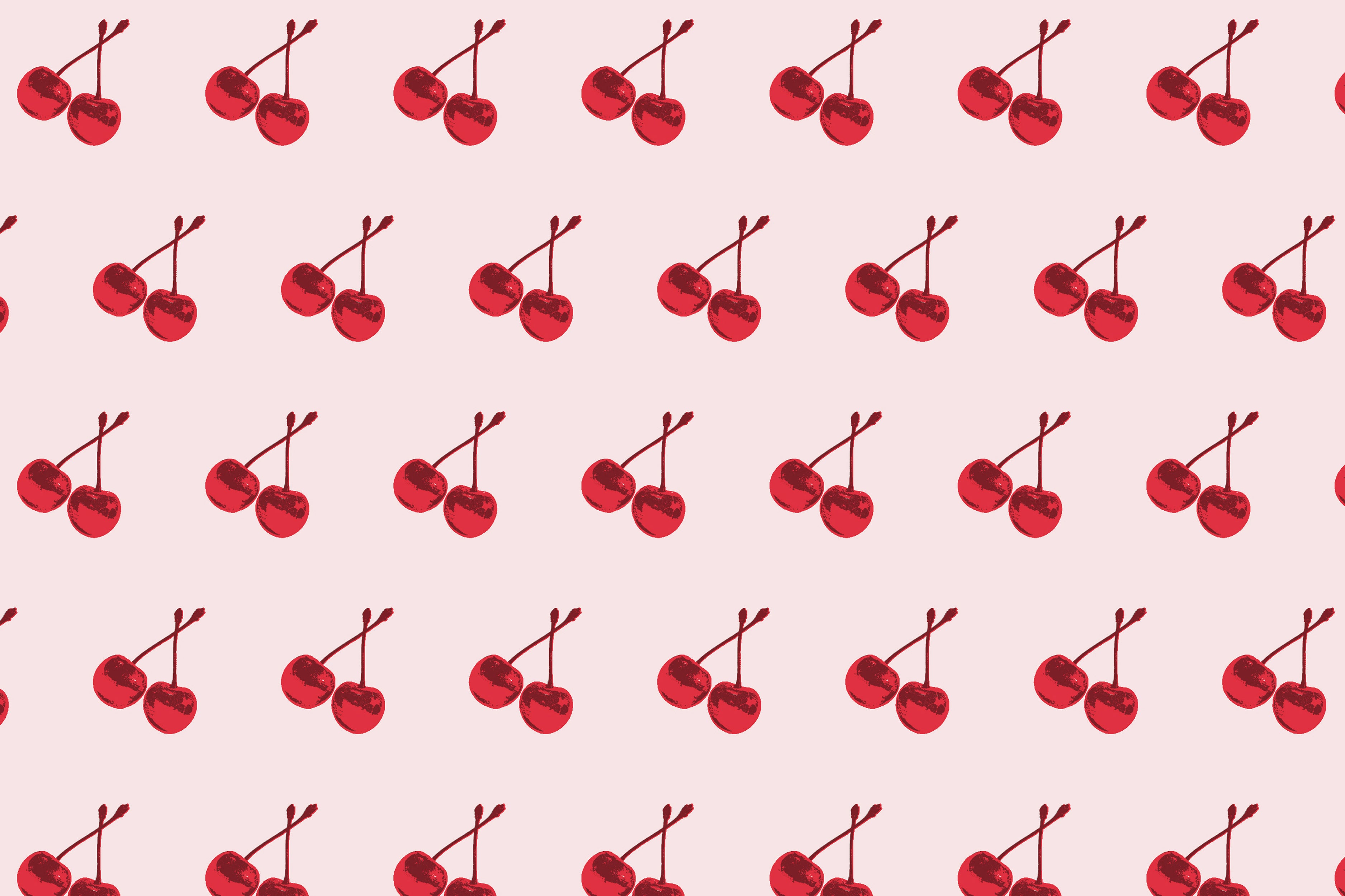Ciliegie rosse pattern rosa, 3751x2500 2K, Desktop