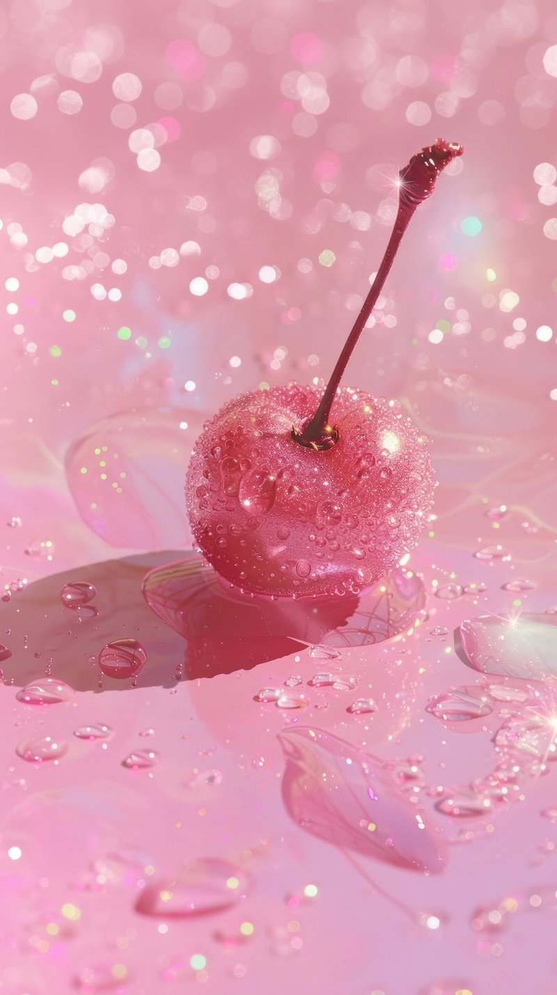 Ciliegia rosa con gocce d'acqua, 800x1427 Full HD Verticale, Smartphone