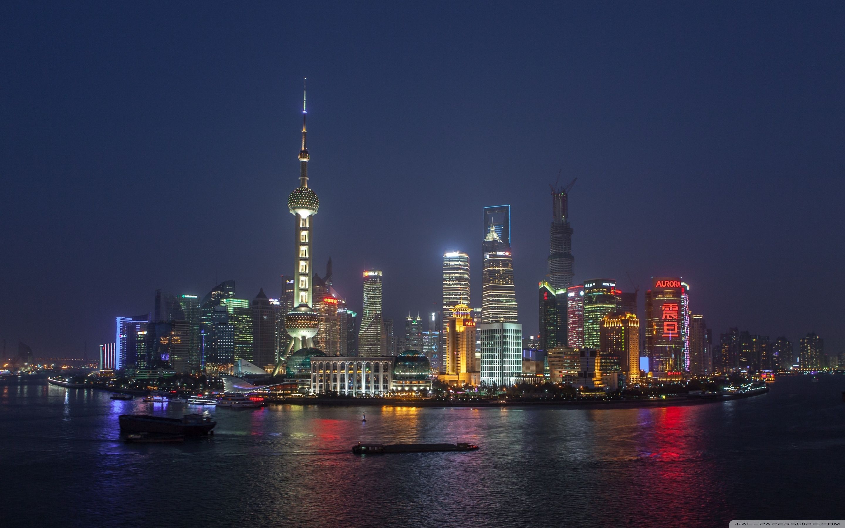 Skyline Shanghai di notte, 2880x1800 WQXGA, MacBook Pro