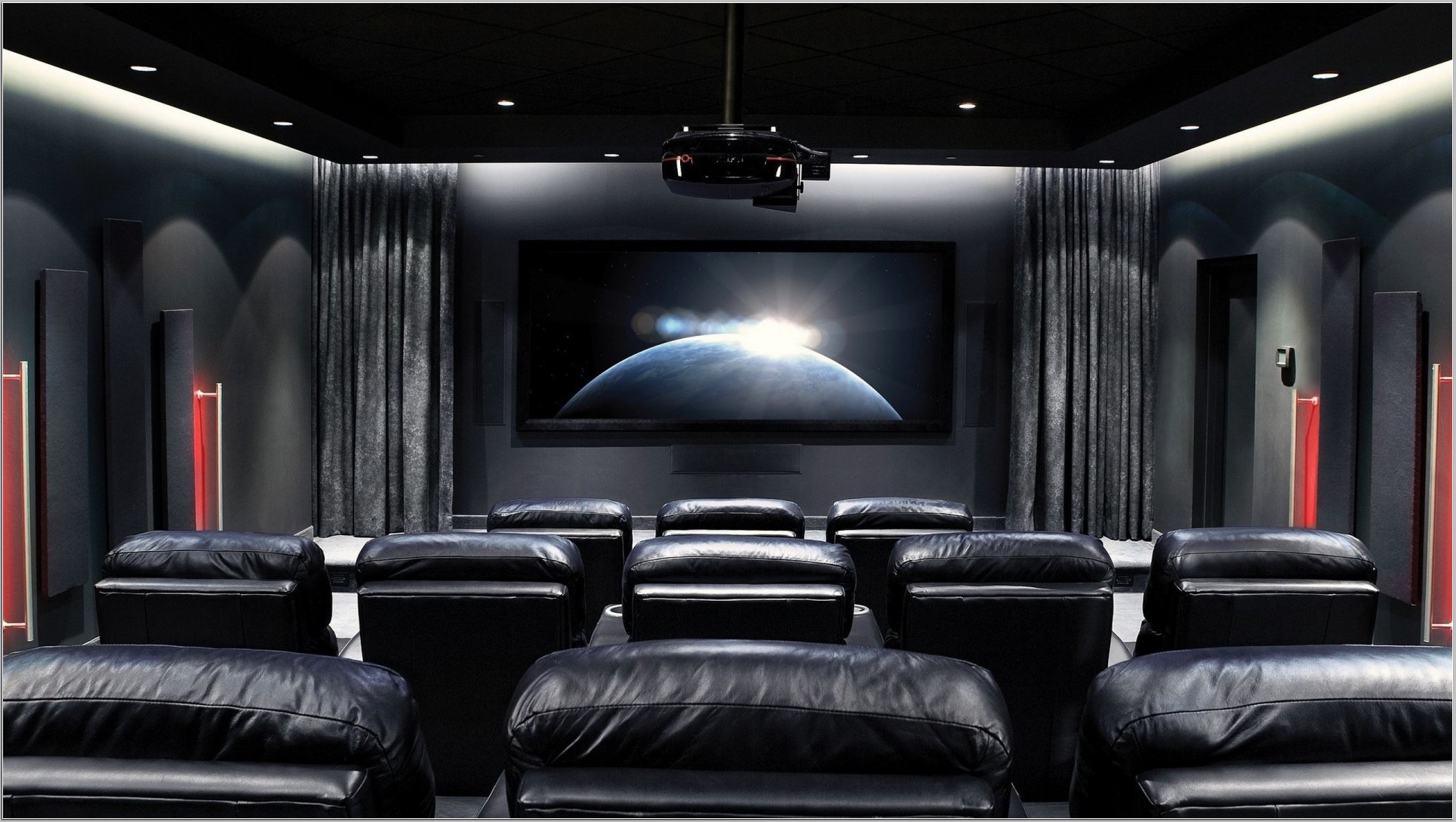 Home theater con poltrone in pelle, 1929x1089 1080p, Desktop