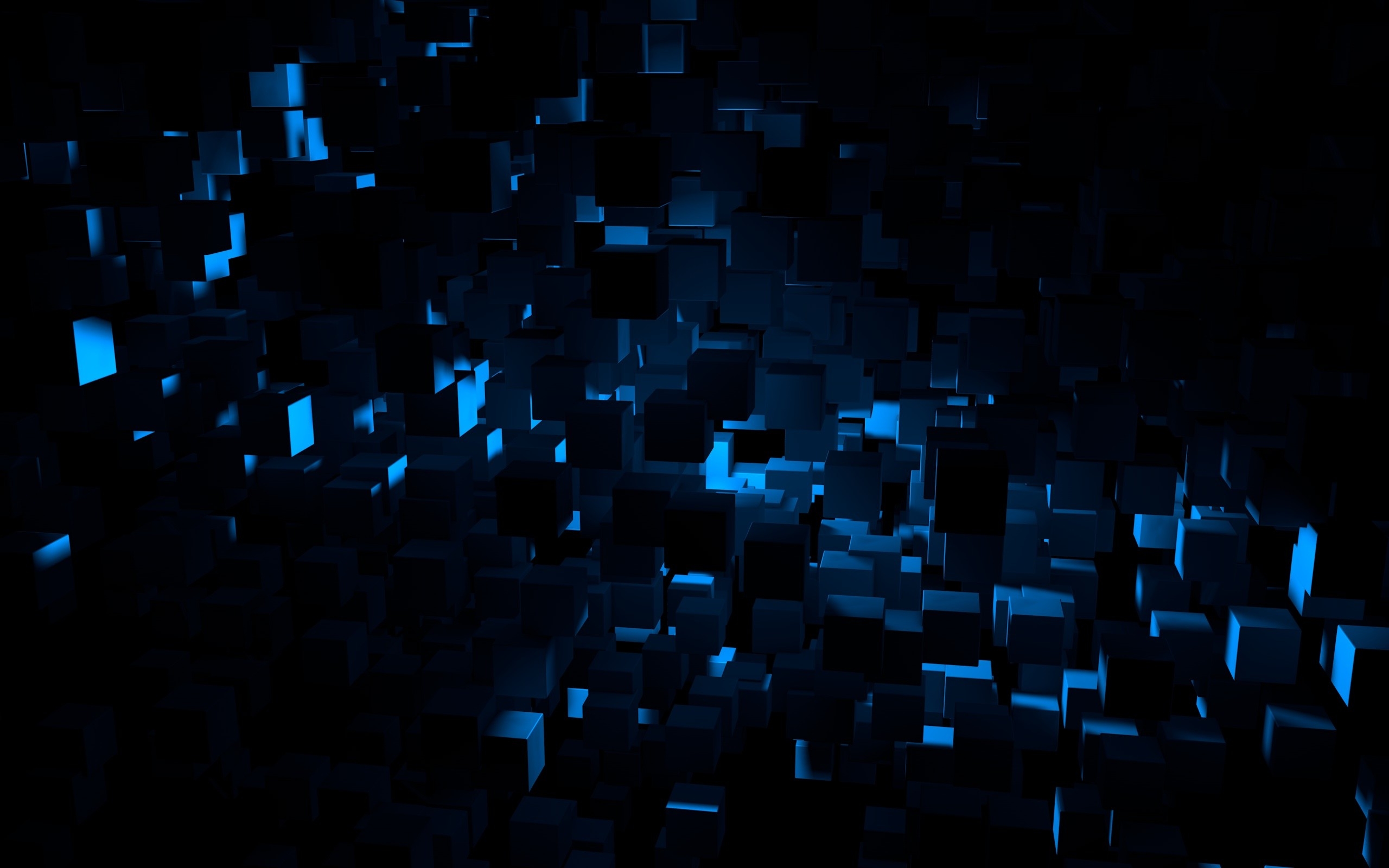 Cubi astratti blu scuro 3D, 2560x1600 2K, Desktop