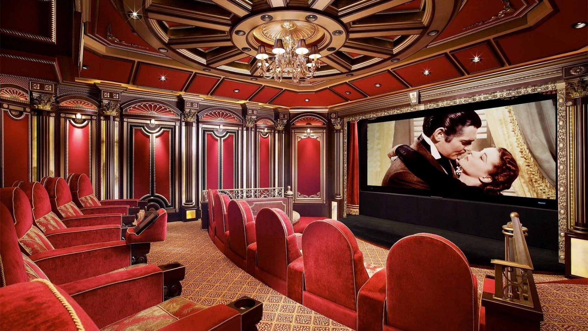 Home theater di lusso rosso, 1920x1080 Full HD, Desktop