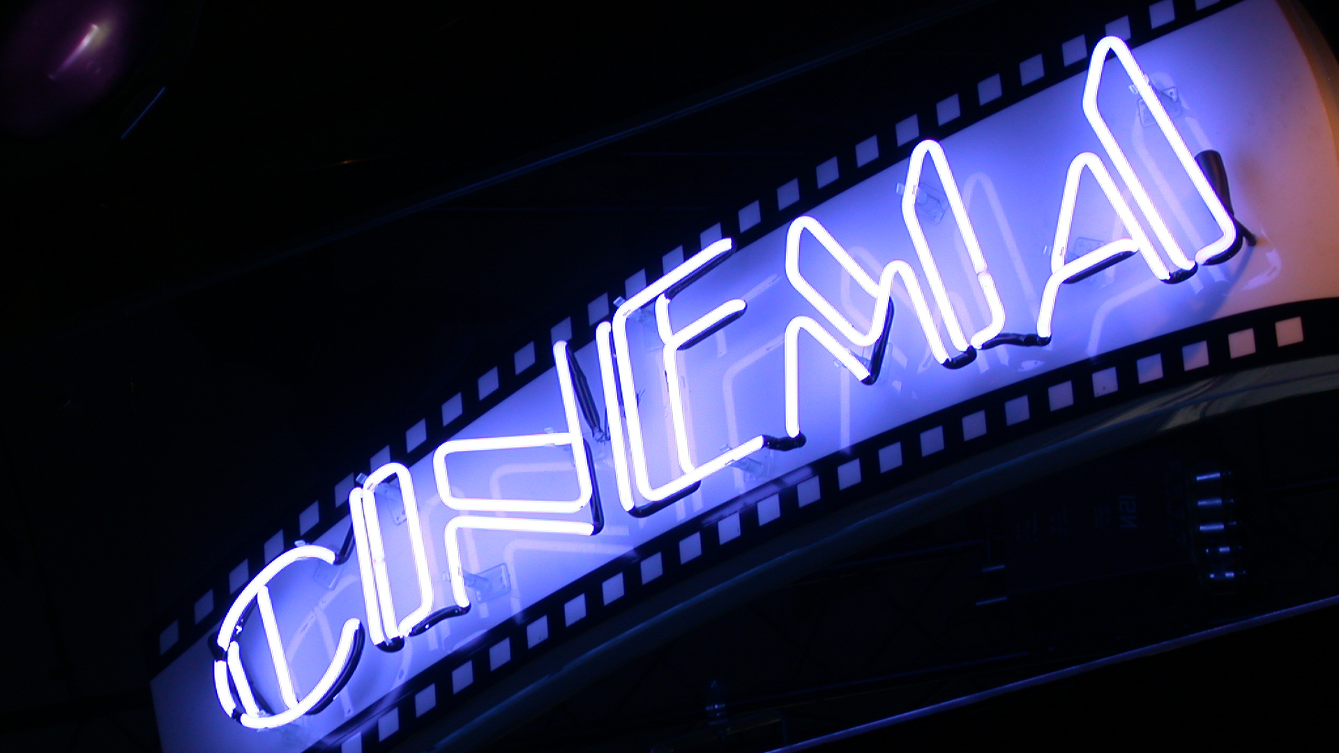 Insegna neon Cinema blu, 1920x1080 1080p, Desktop