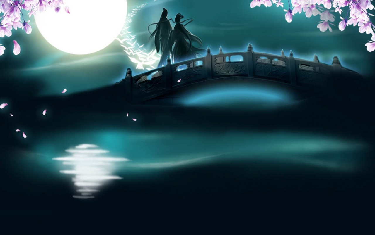 Coppia ponte luna notturna, 1280x804 HD, HP Laptop