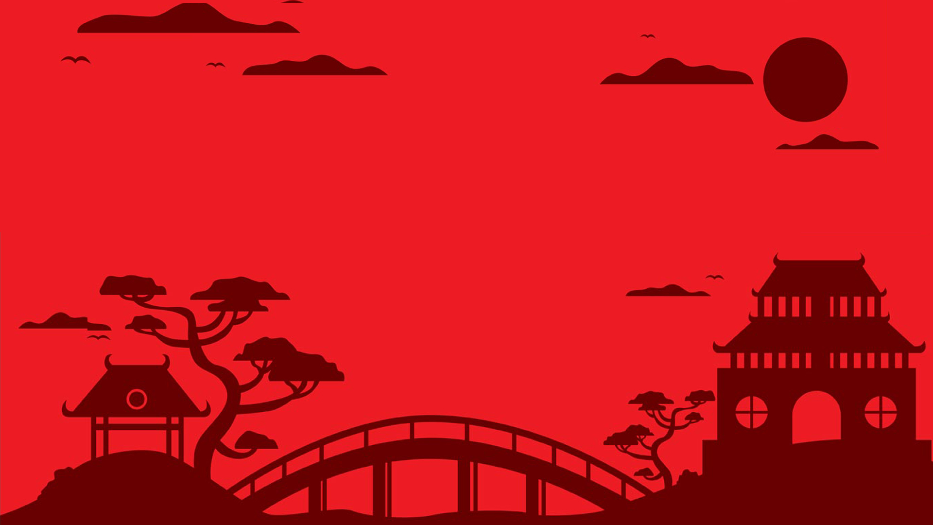 Silhouette tempio ponte rosso sole, 1920x1080 Full HD 1080p, Desktop