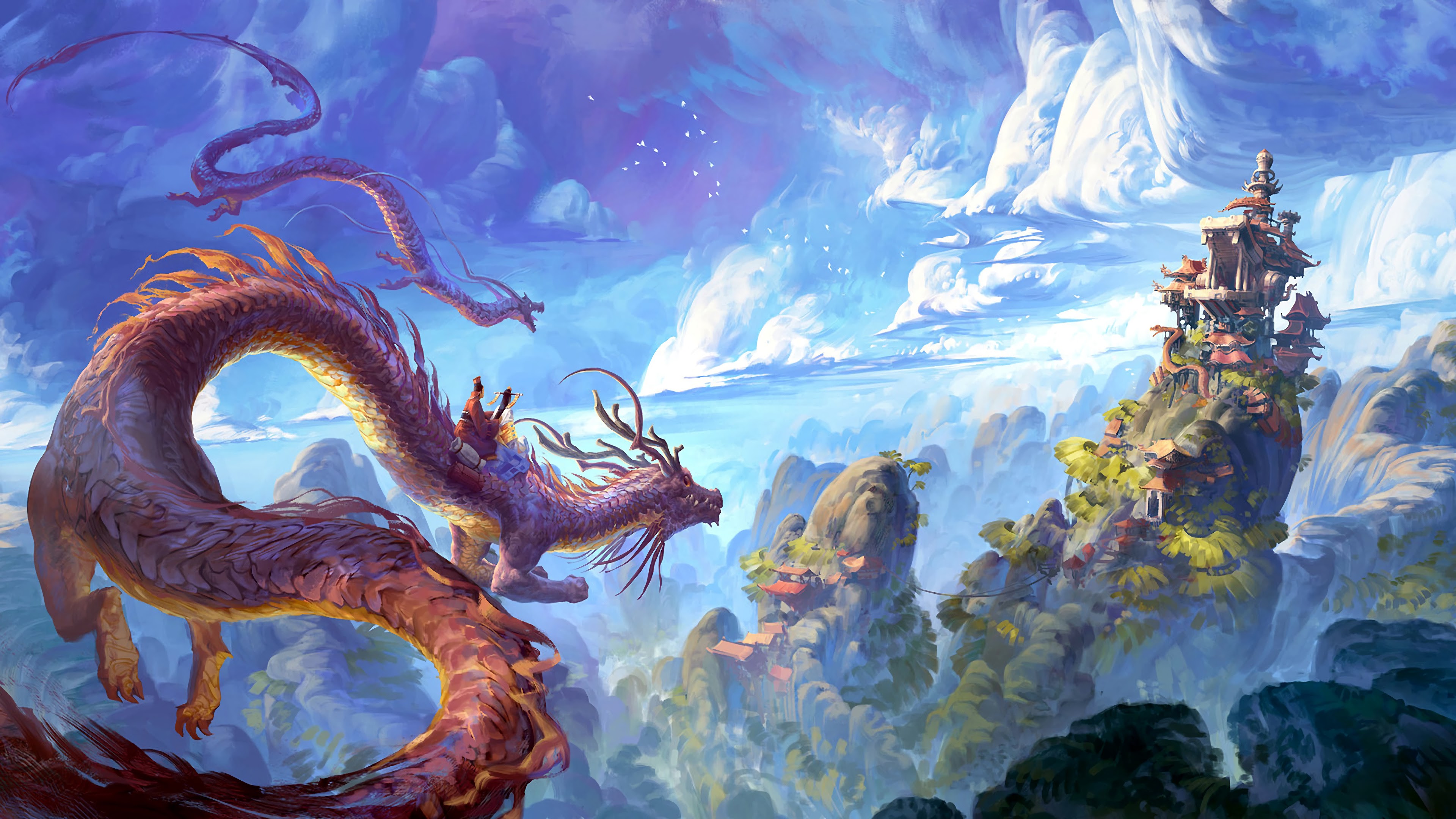 Drago cinese montagne fantasy, 3840x2160 Ultra HD, 4K TV