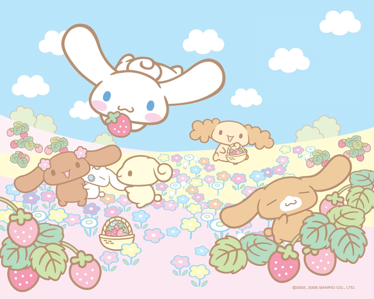 Cinnamoroll con fragole e fiori, 1280x1024 HD, Desktop