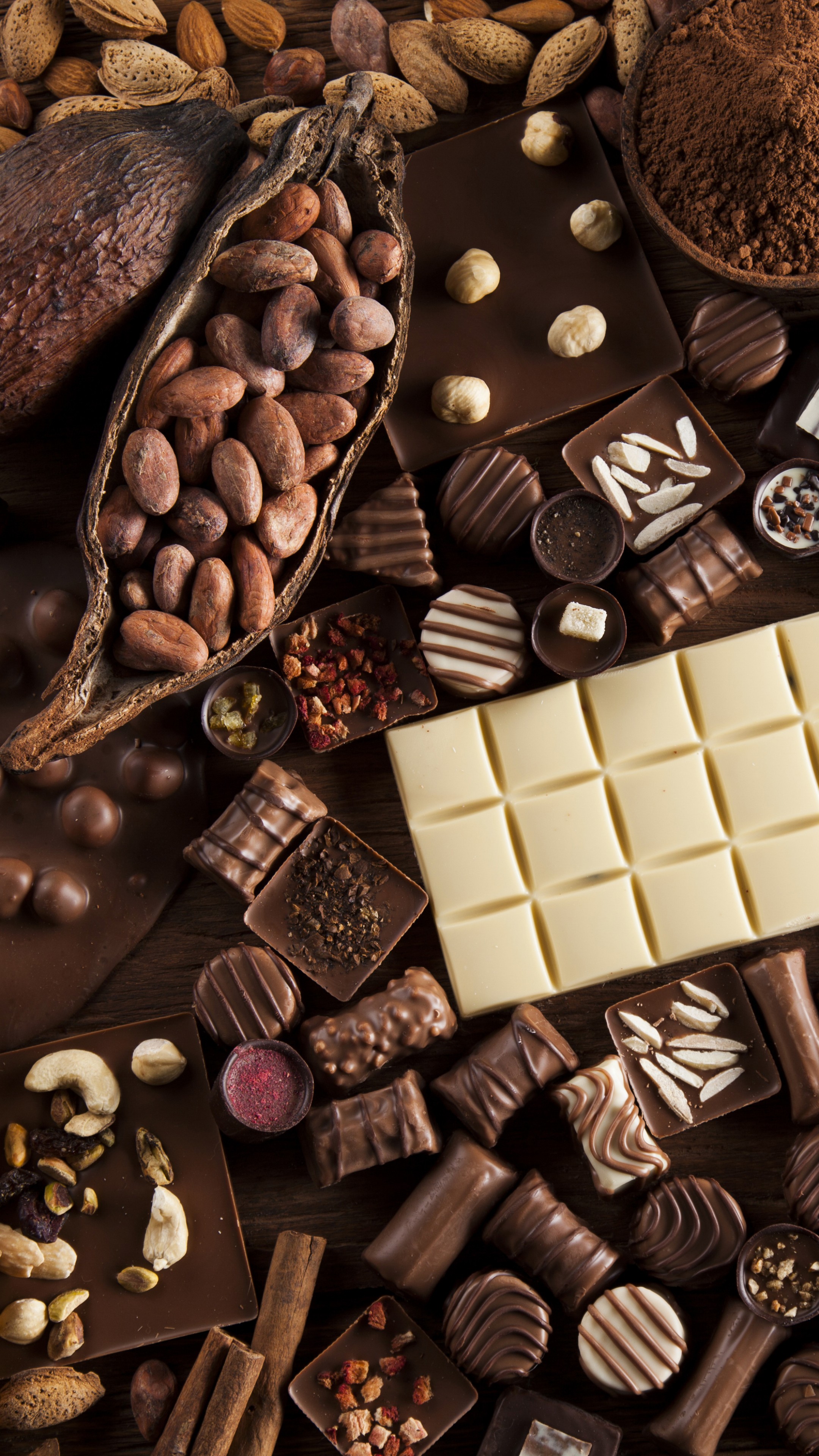 Cioccolato, cacao e frutta secca, 2160x3840 Verticale, Mobile