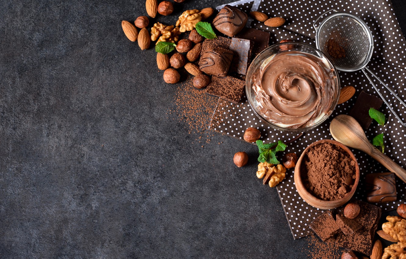 Cioccolato, noci e crema Nutella, 1332x850 HD, Desktop