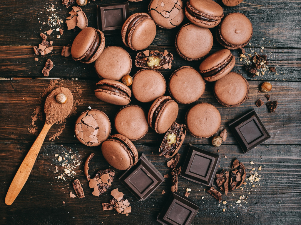 Macaron al cioccolato con cacao, 1024x768 HD, Laptop