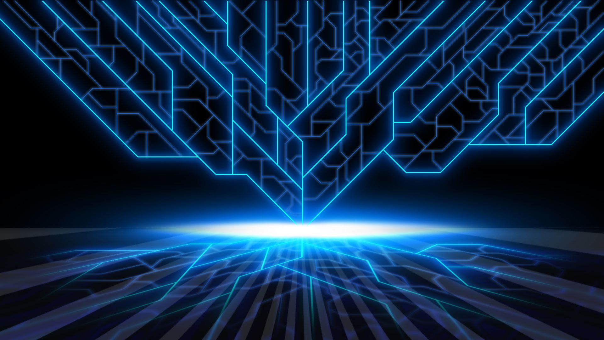 Circuito digitale luminoso blu, 1920x1080 Full HD, Desktop