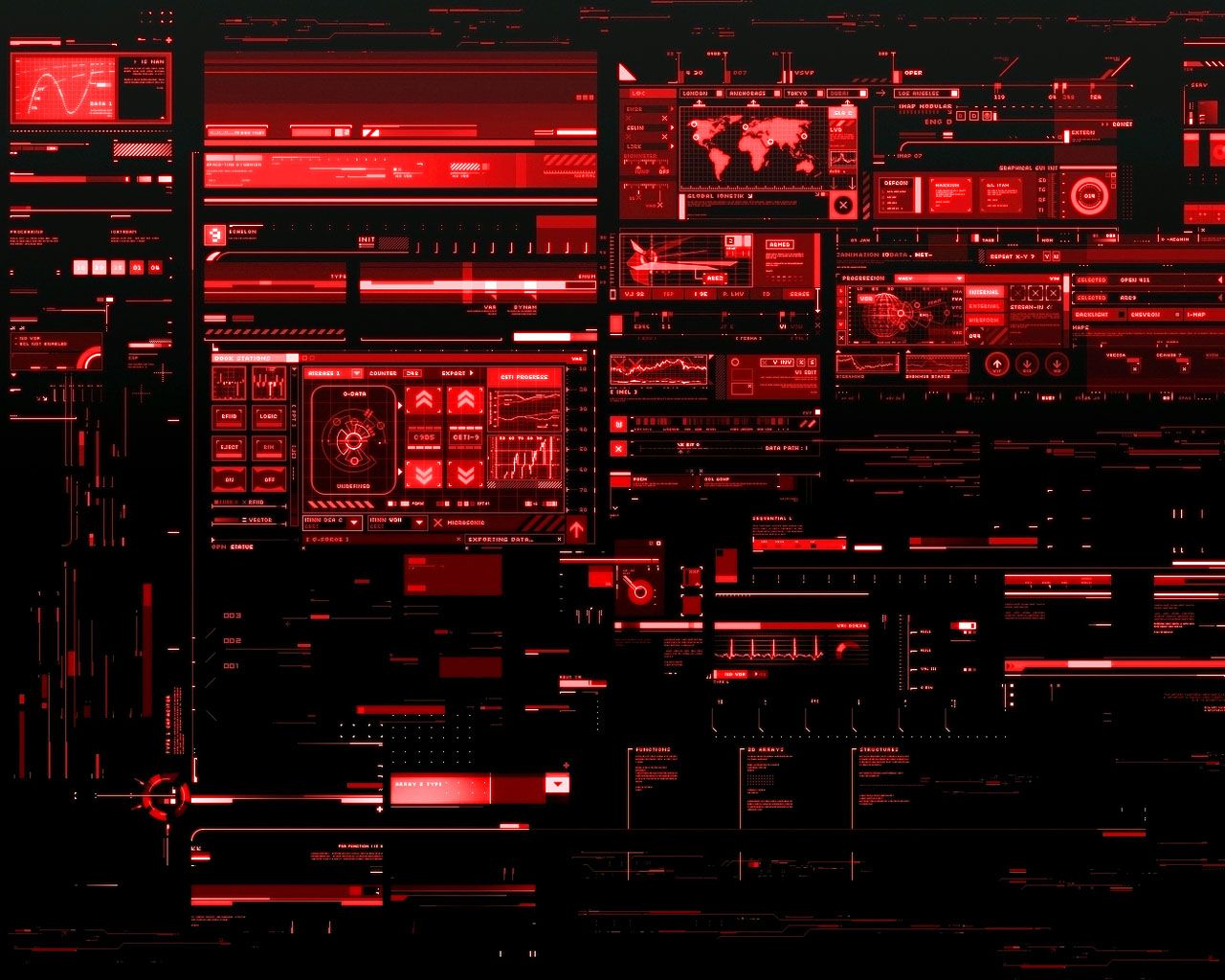 Interfaccia hi-tech rossa digitale, 1280x1024 HD, Desktop