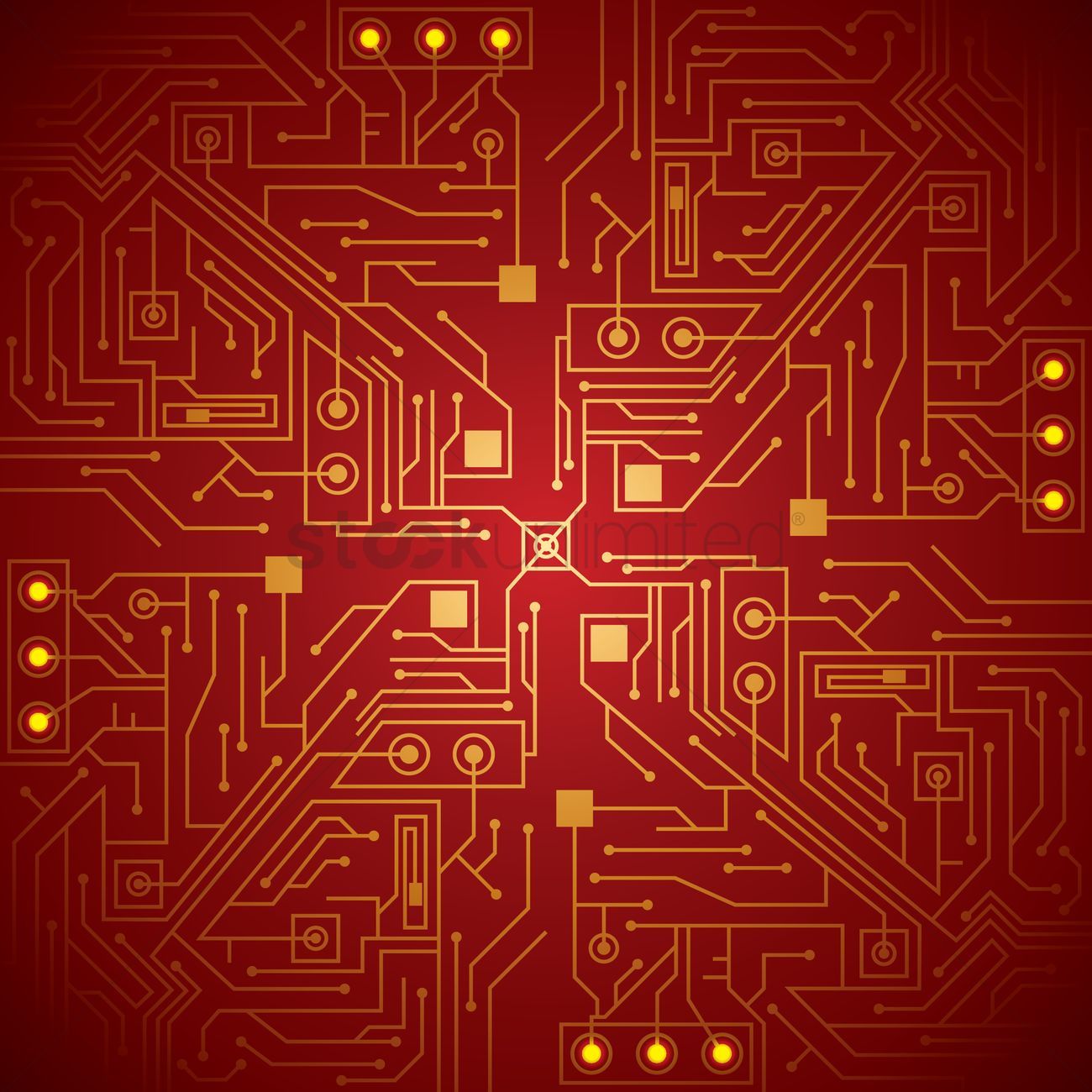 Circuito elettronico rosso simmetrico, 1300x1300 720p, PC