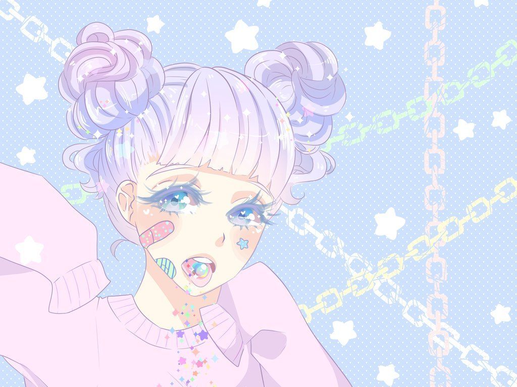 Ragazza anime pastello con caramella, 1024x768 HD, Desktop