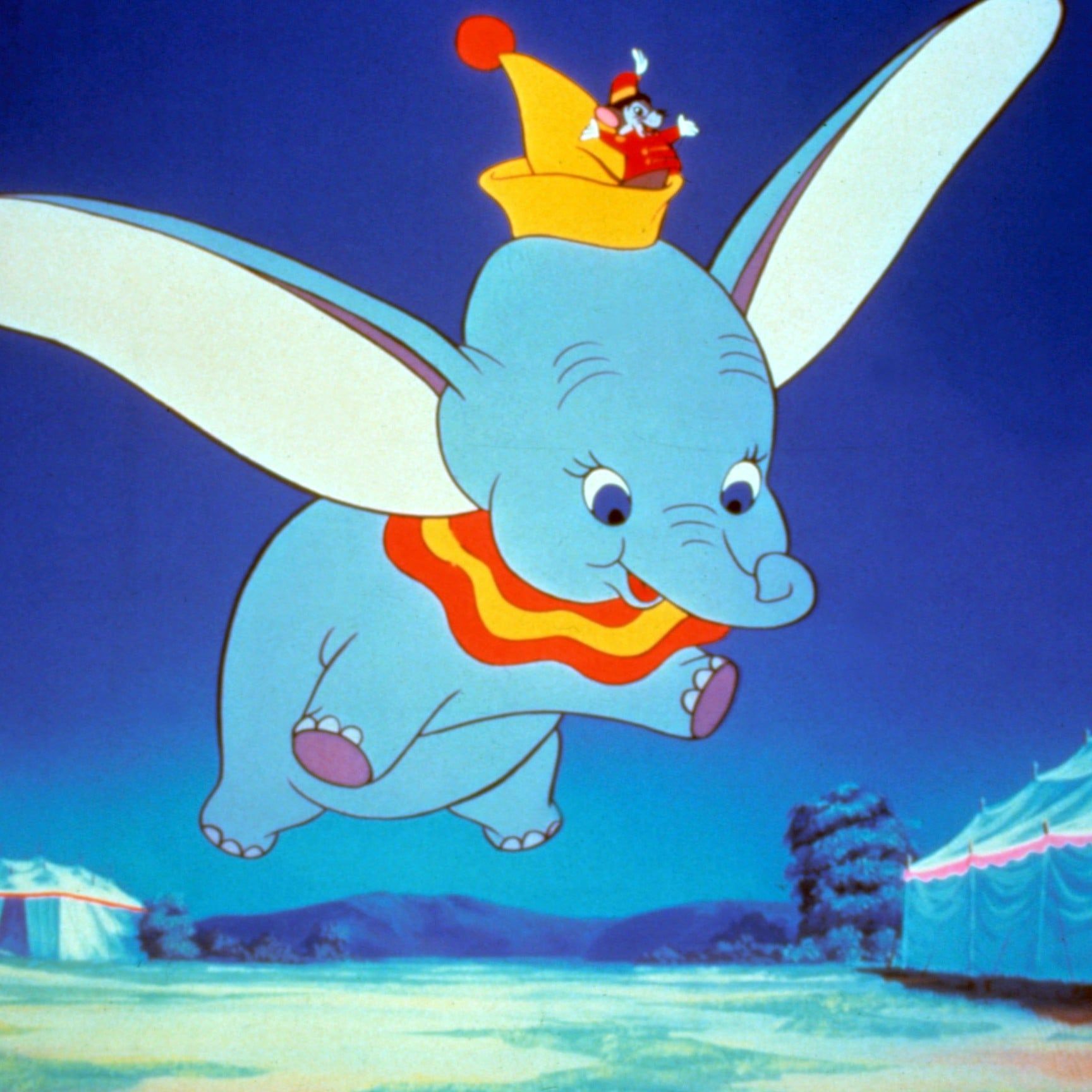 Dumbo che vola con Timothy, 1728x1728 900p, Desktop