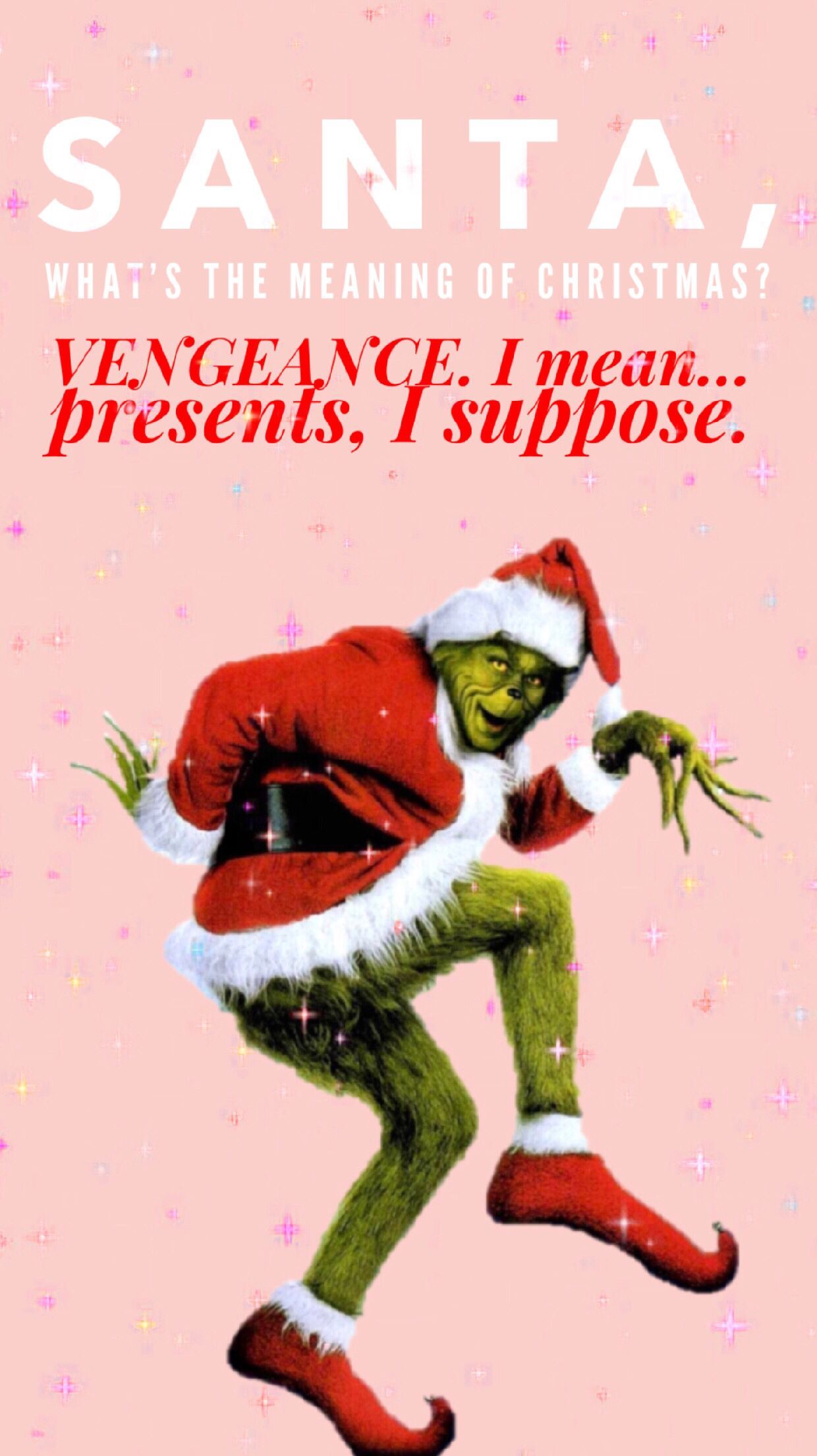 Grinch citazione Natale rosa, 1240x2208 Verticale, Telefono