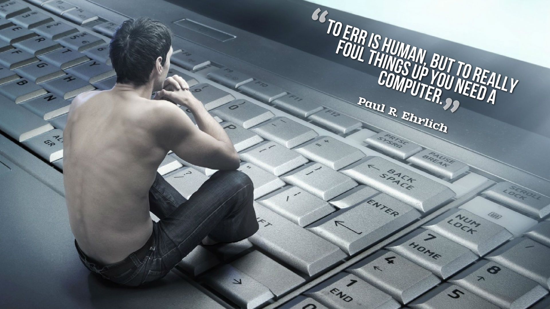 Uomo seduto su tastiera, 1920x1080 Full HD 1080p, Monitor Gaming