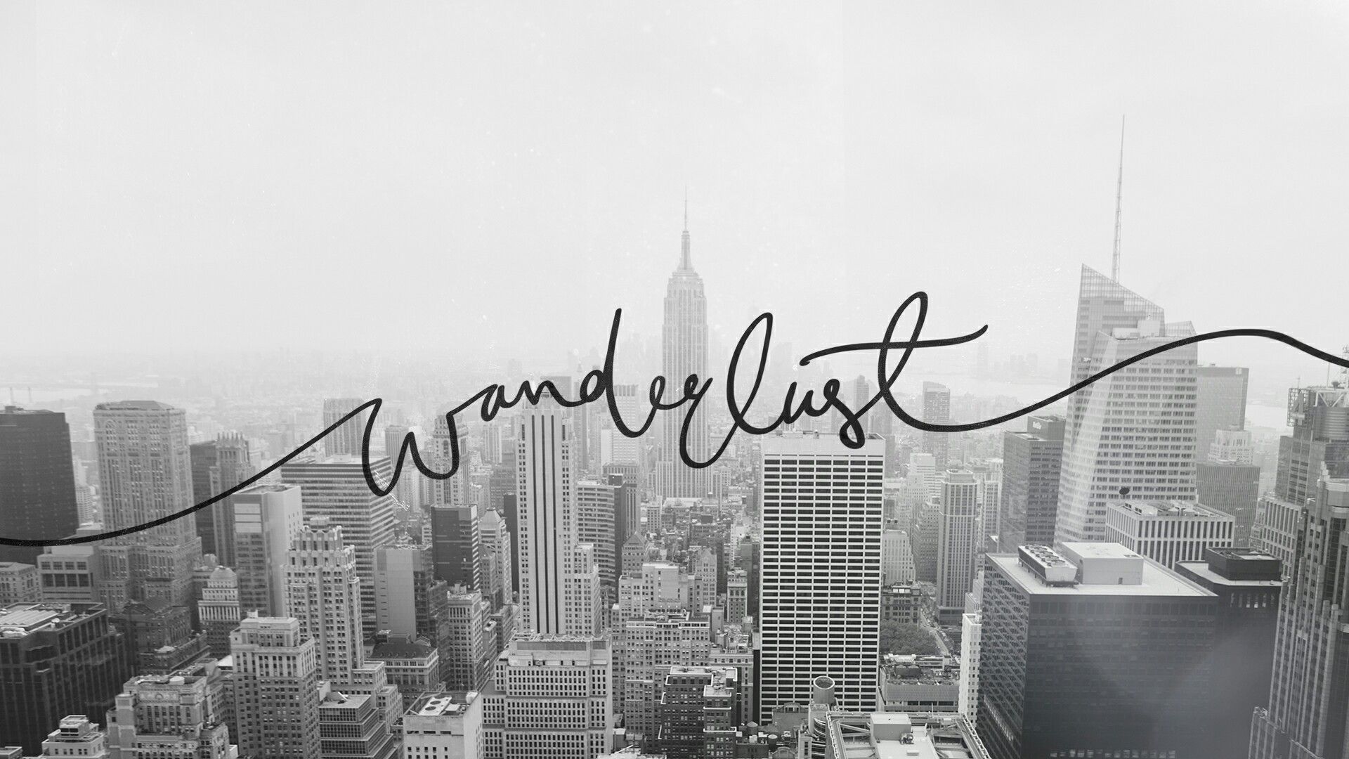 Citazione Wanderlust skyline città, 1920x1080 Full HD, Dell XPS