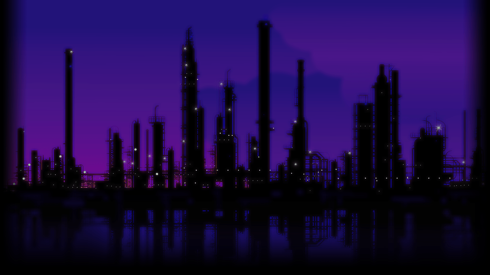 Skyline città viola notturna, 1920x1080 Full HD 1080p, PC