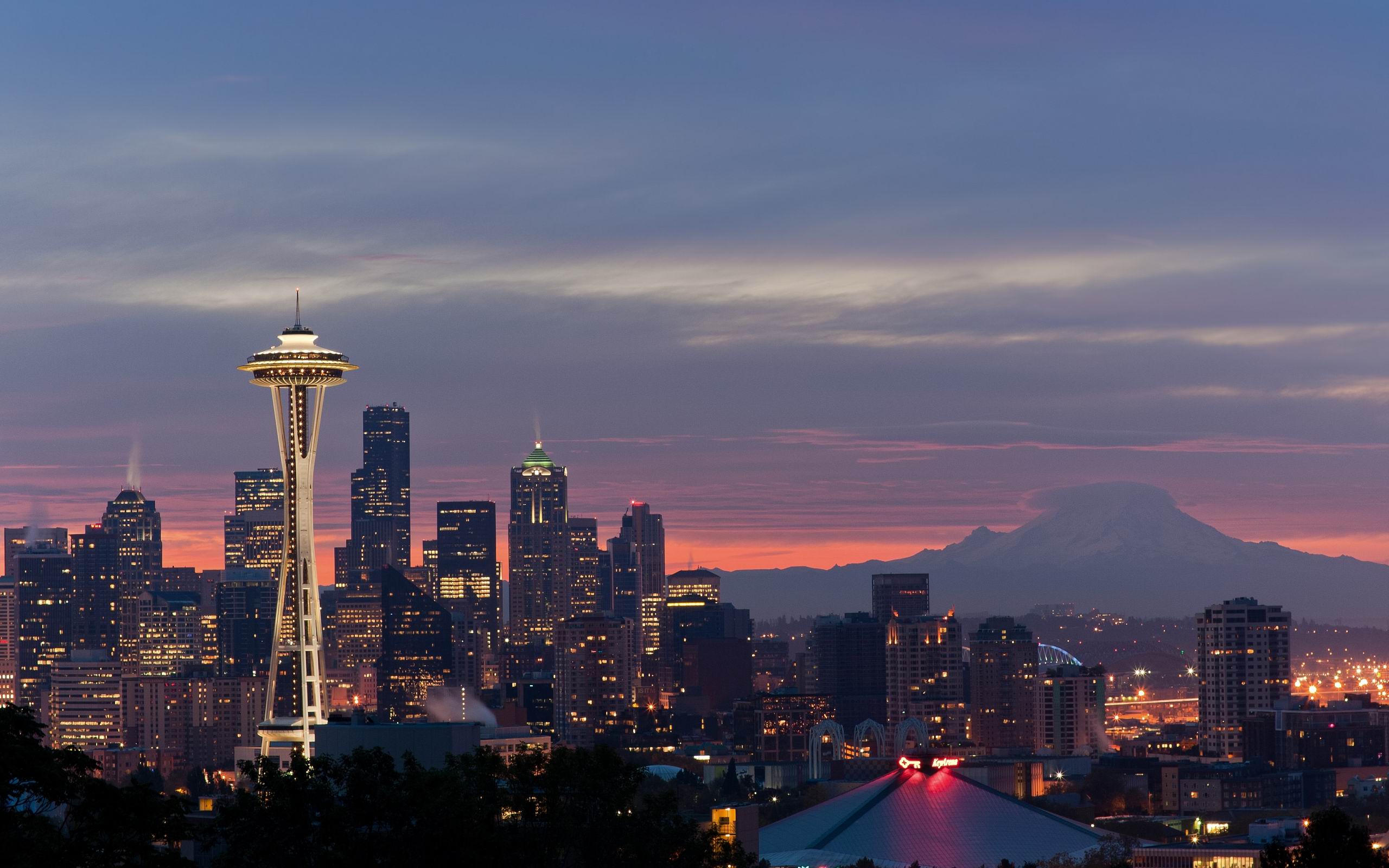 Skyline di Seattle al tramonto, 2560x1600 2K, PC