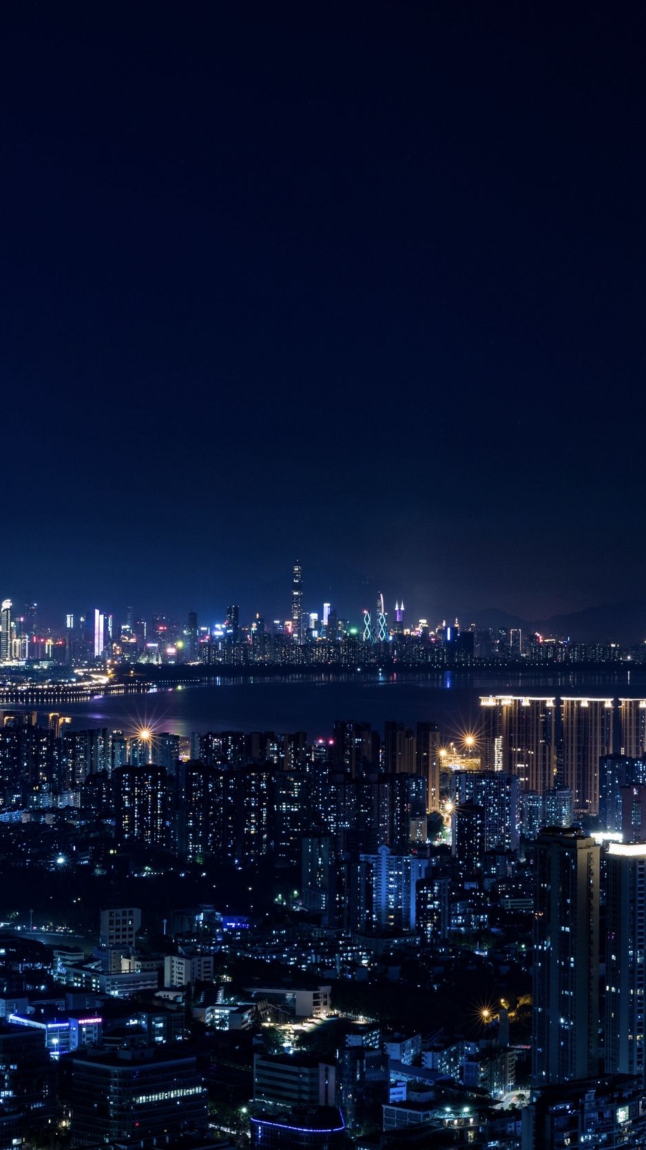 Skyline notturno di città, 938x1668 Full HD Verticale, Smartphone