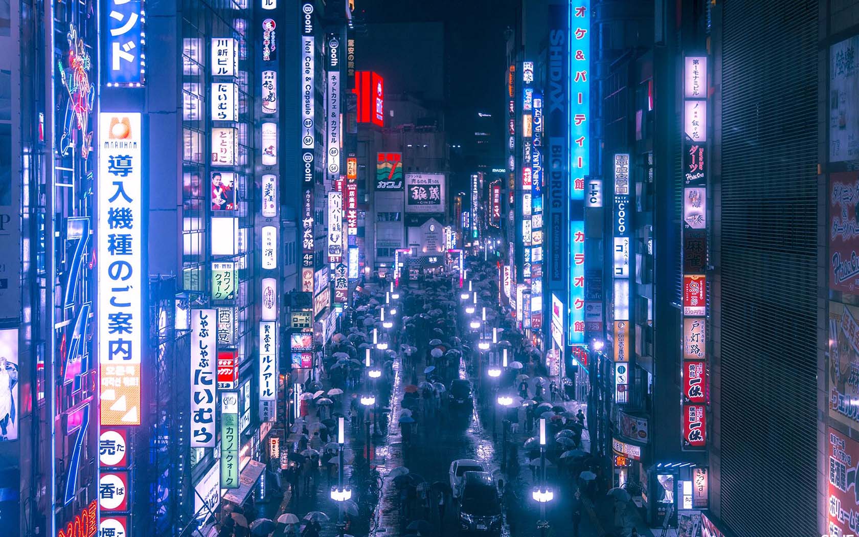 Strada di Tokyo con neon, 1680x1050 HD Ready, PC