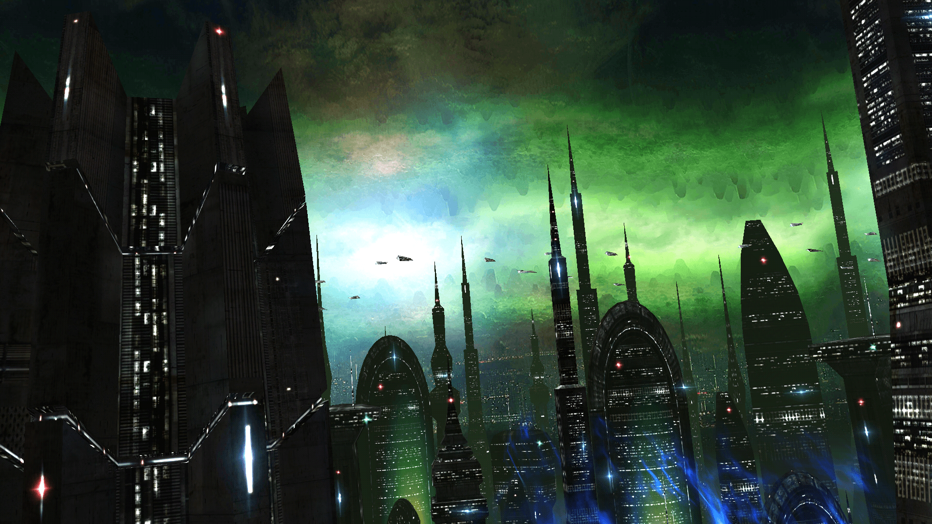 Città aliena futuristica notturna, 1920x1080 1080p, Desktop