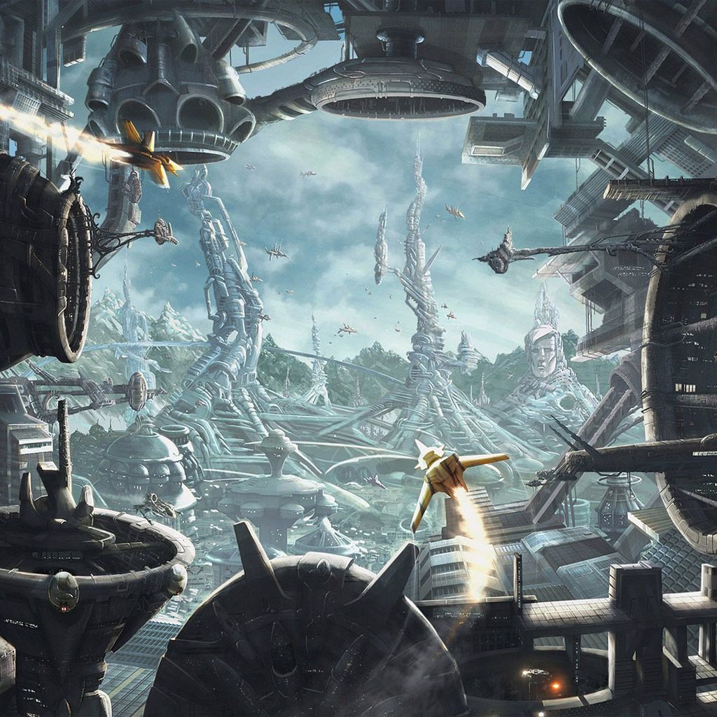 Città aliena futuristica su Marte, 1024x1024 HD, PC Desktop