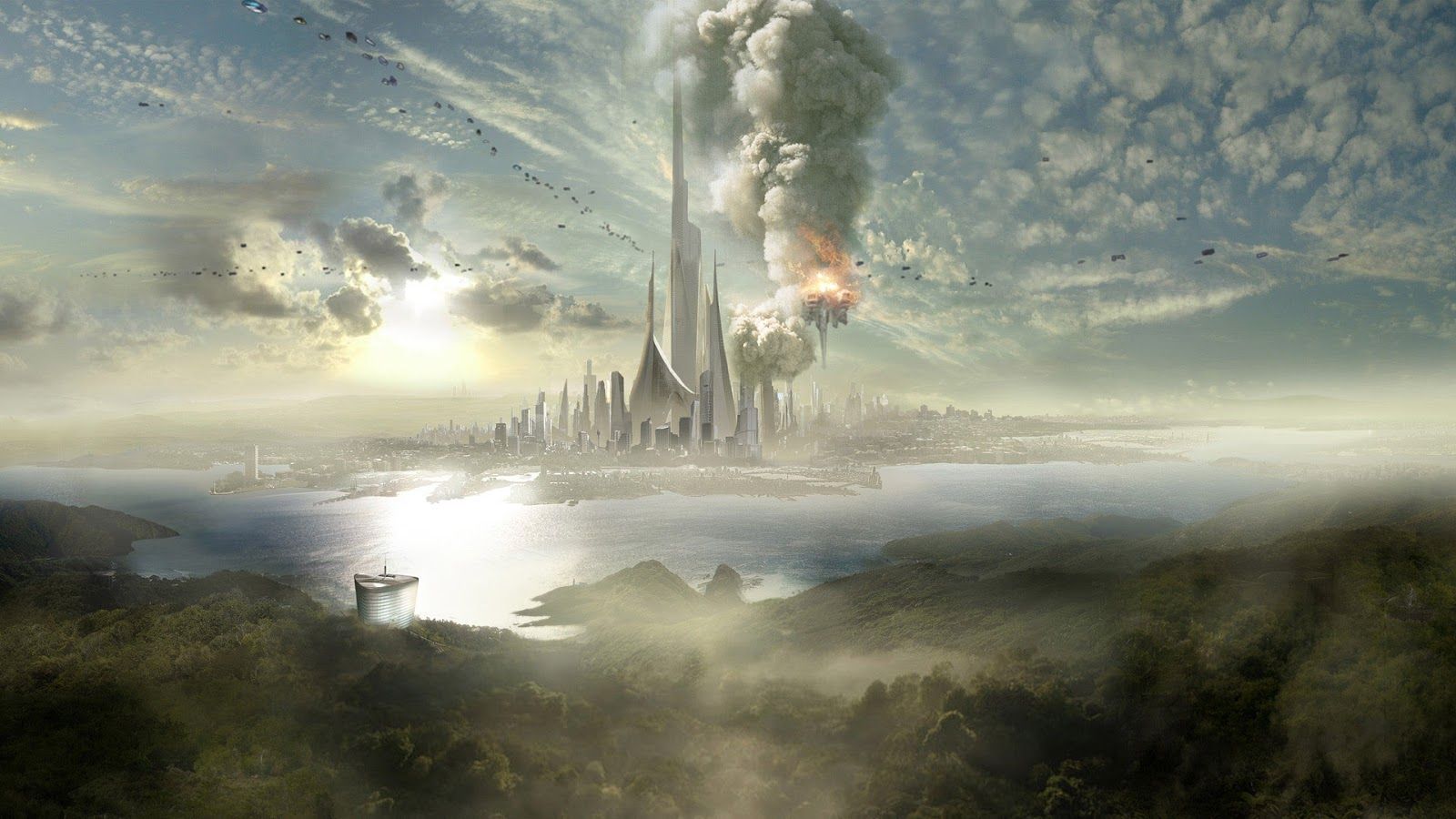 Città aliena futuristica torre alta, 1600x900 900p, Desktop