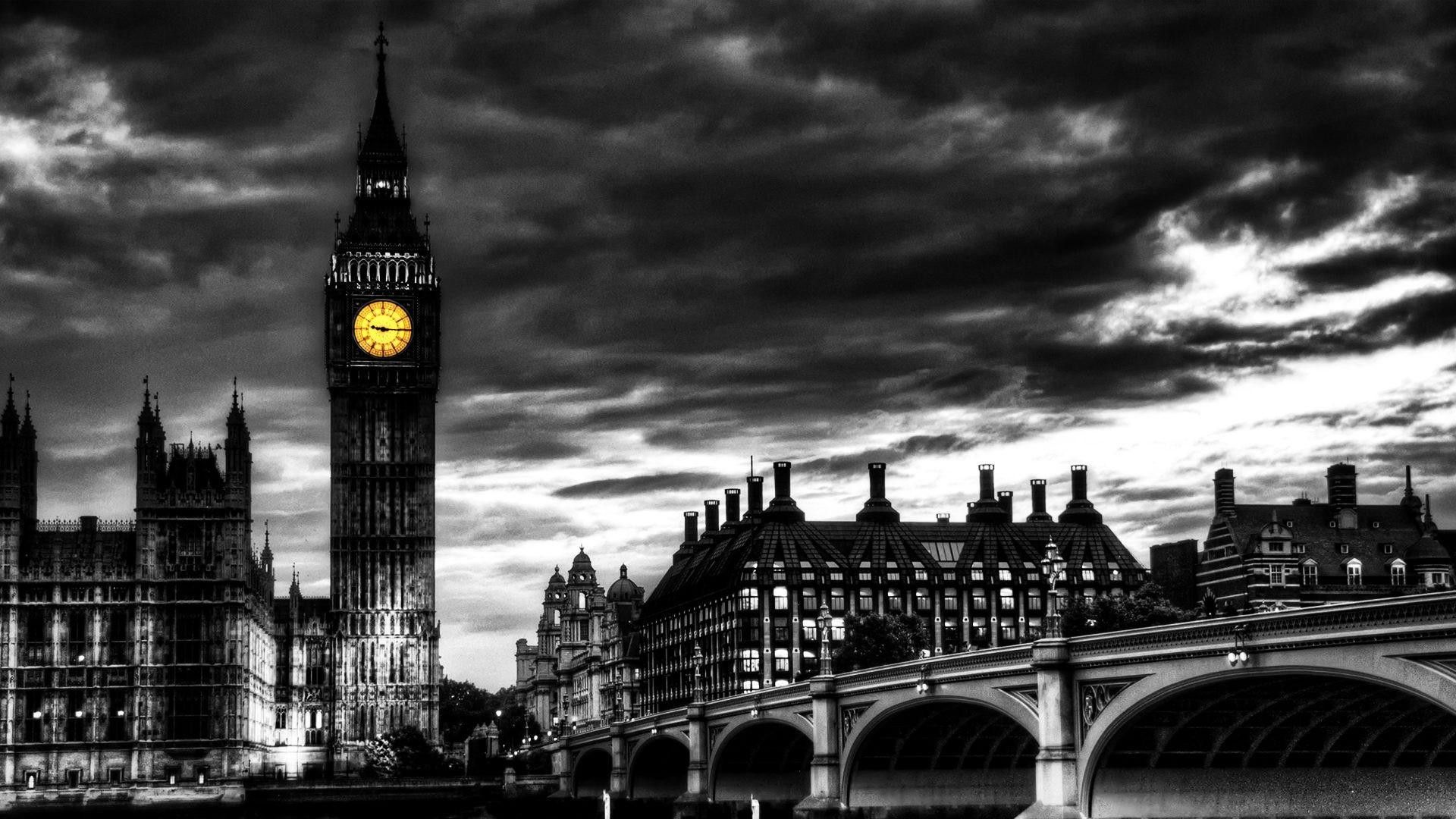Big Ben Londra bianco e nero, 1920x1080 Full HD, Desktop
