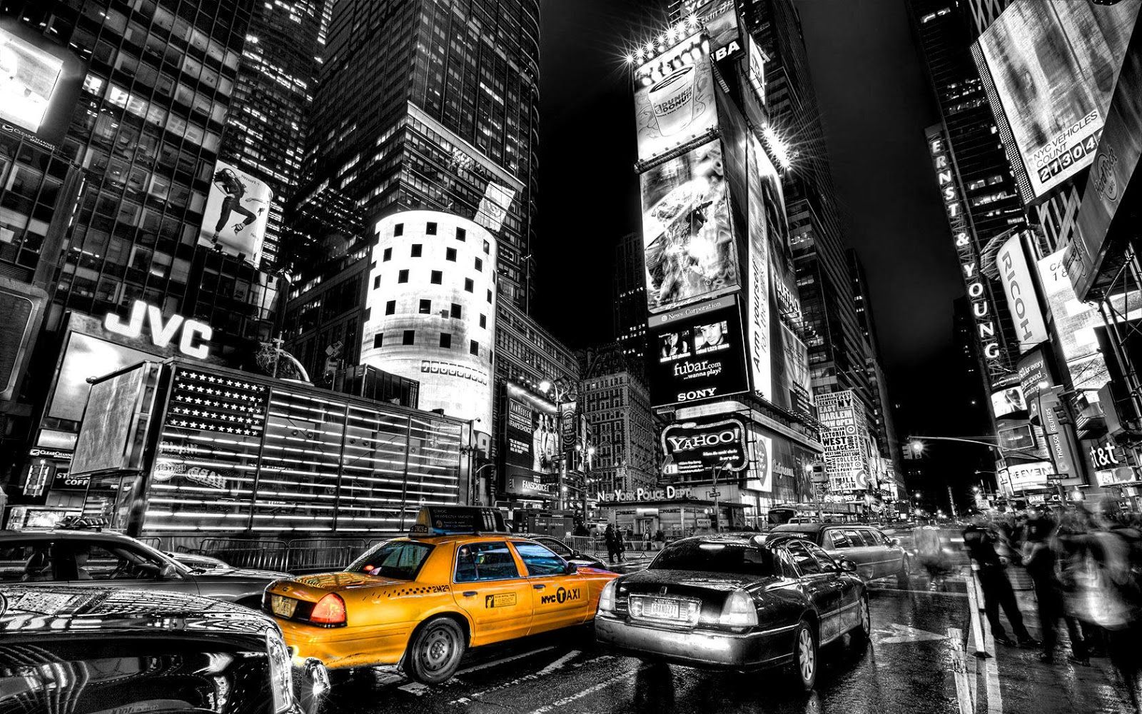 Times Square New York bianco nero, 1600x1000 HD, PC