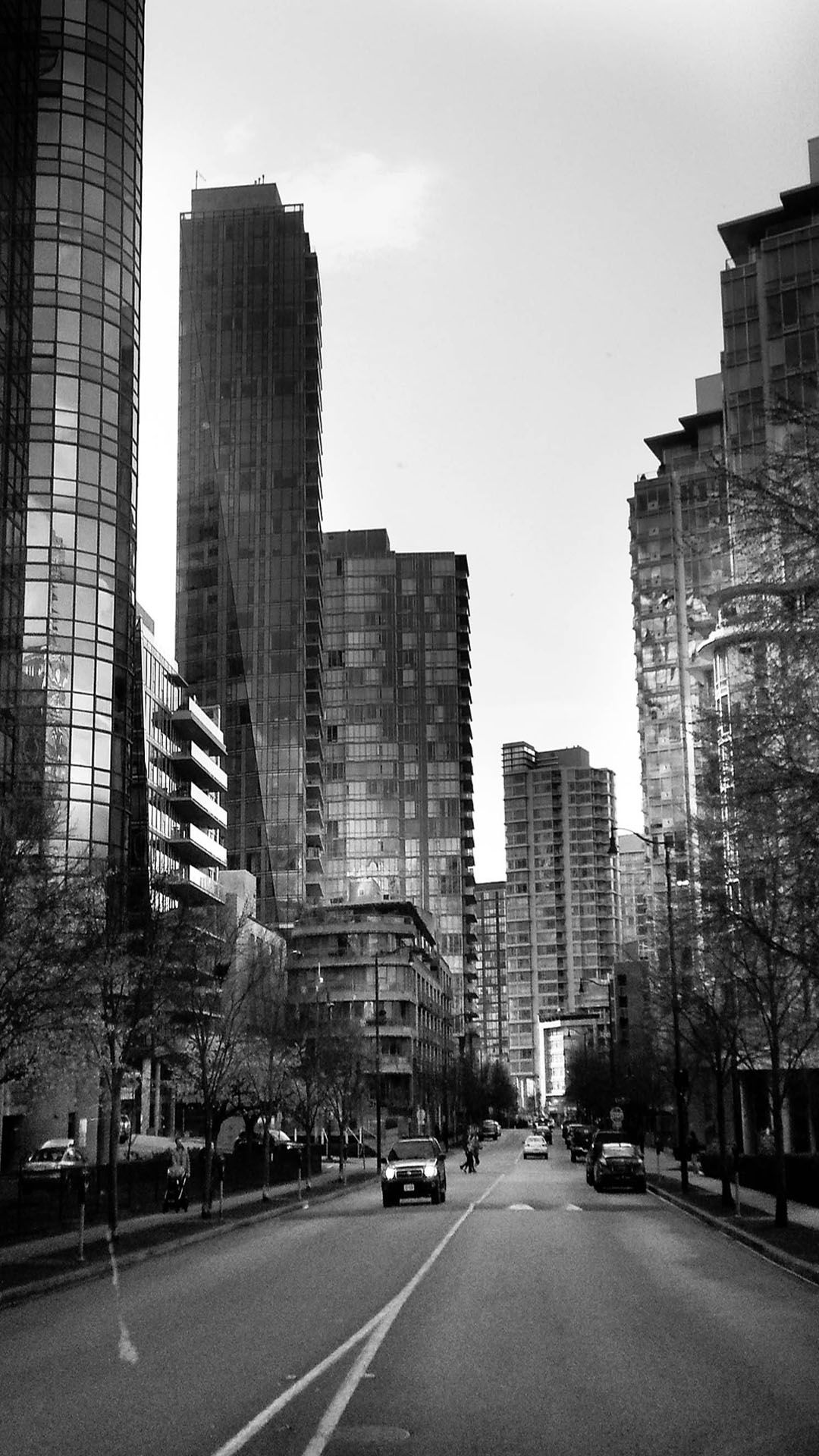 Strada urbana bianco e nero, 1080x1920 Verticale, Telefono