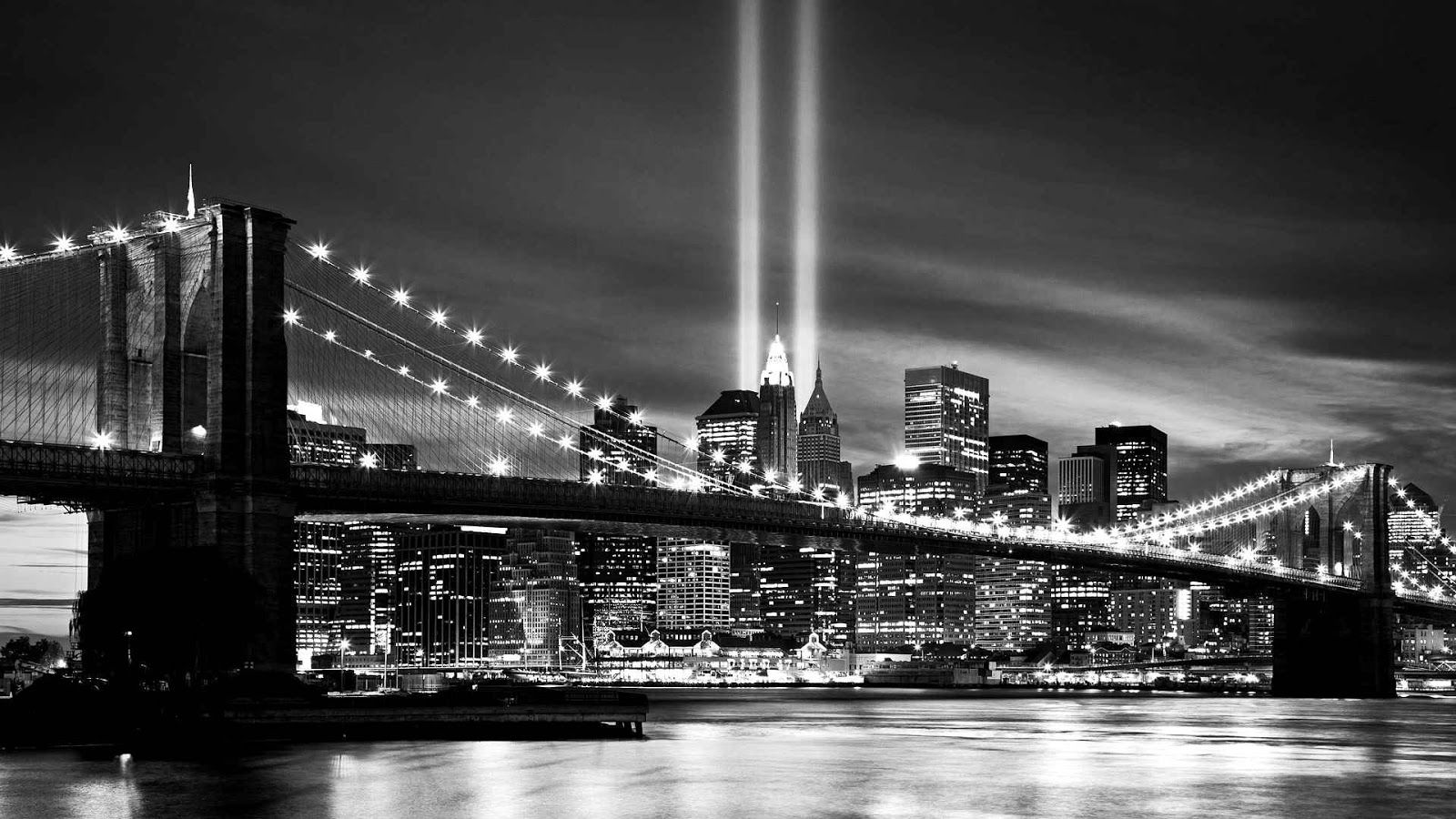Ponte di Brooklyn New York notte, 1600x900 HD, Desktop