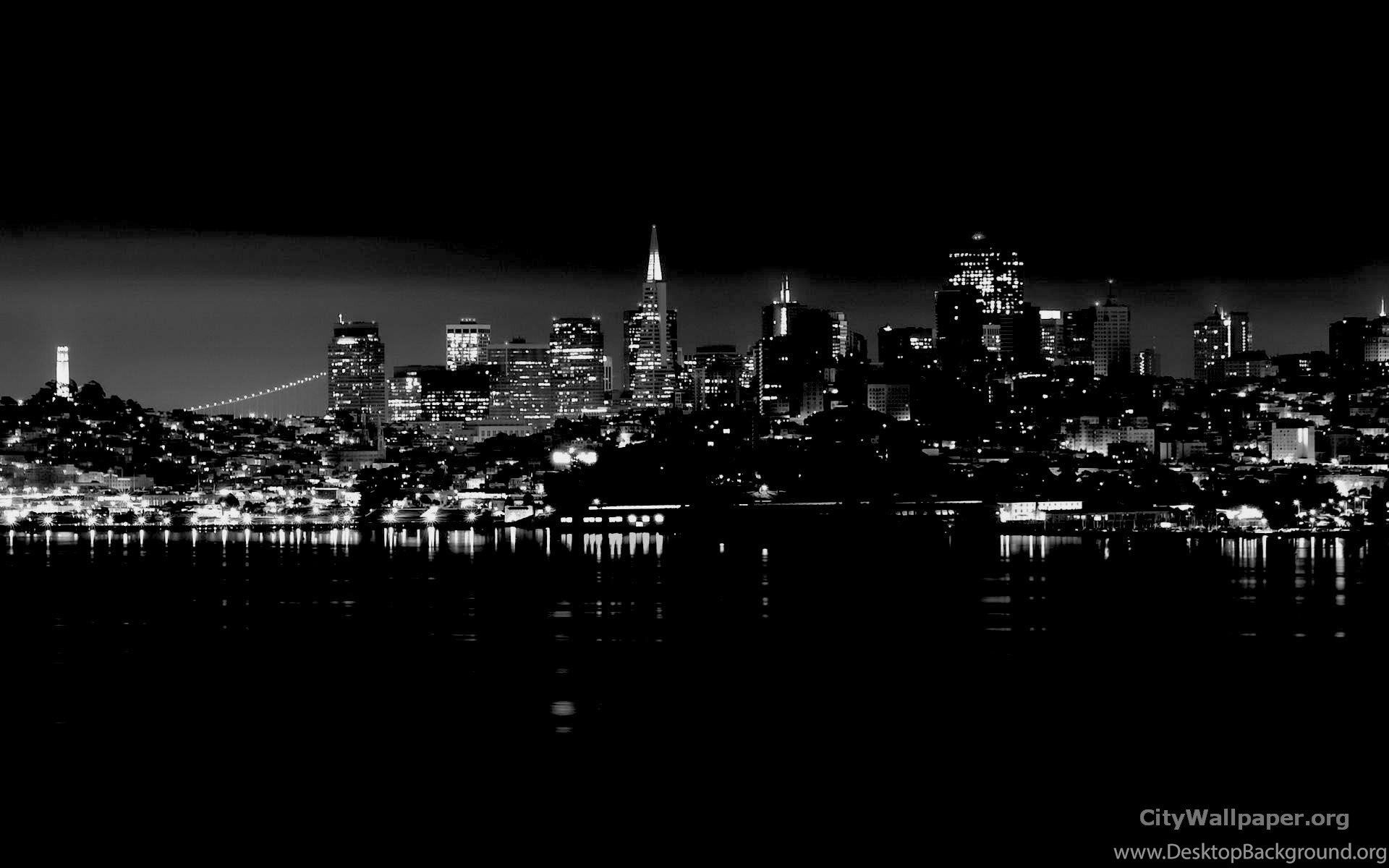 Skyline San Francisco notturno bianco nero, 1920x1200 WUXGA, Laptop