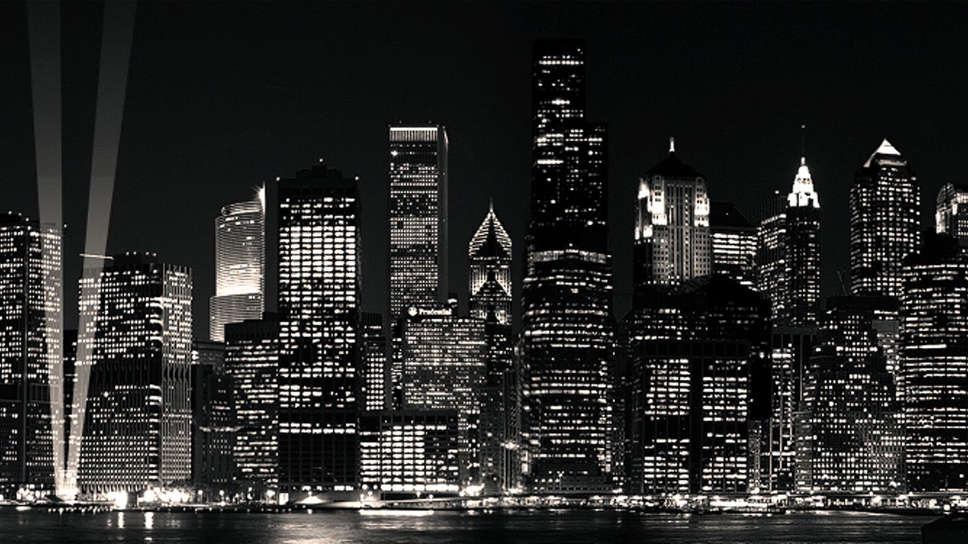 Skyline città bianco e nero, 1366x768 HD, Desktop