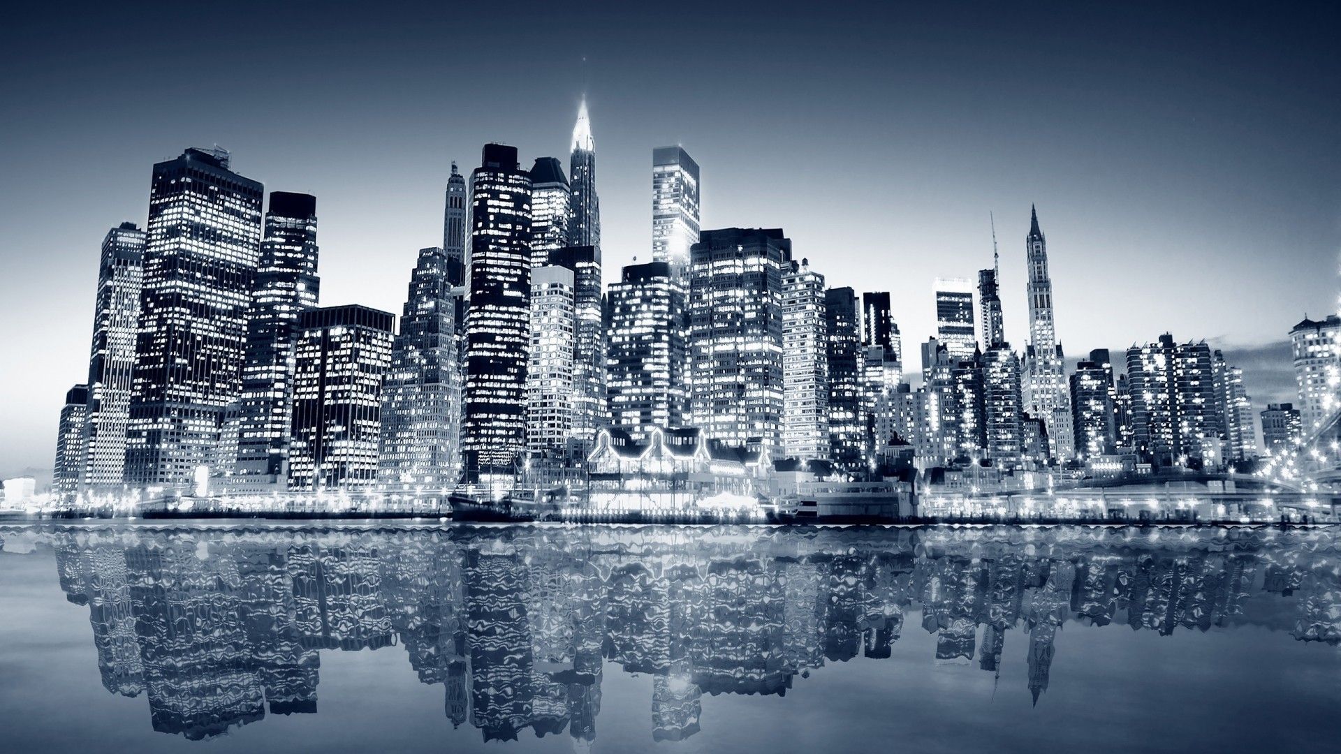 Skyline città bianco e nero, 1920x1080 Full HD 1080p, PC Desktop