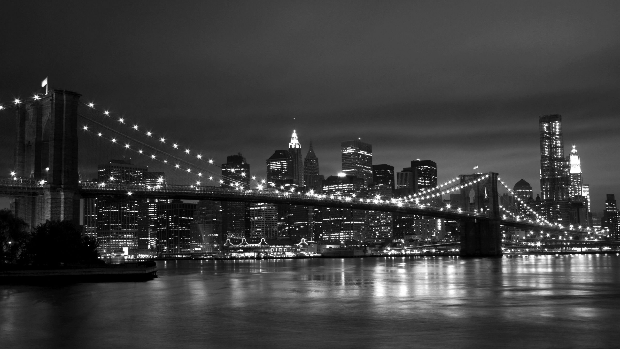 Ponte di Brooklyn notturno, 2560x1440 1440p, Desktop