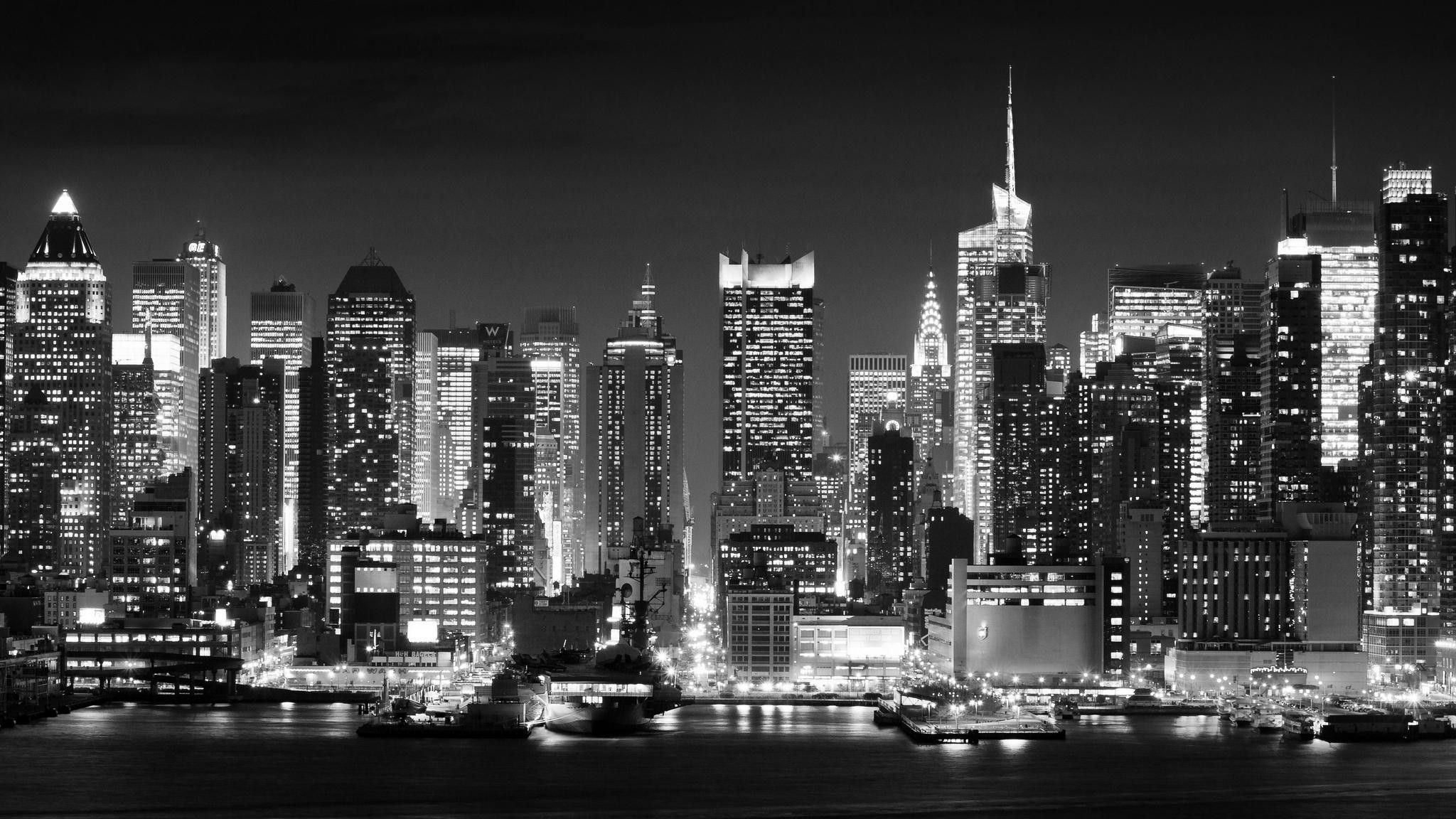 Skyline New York bianco e nero, 2048x1152 Hi-Res, iMac