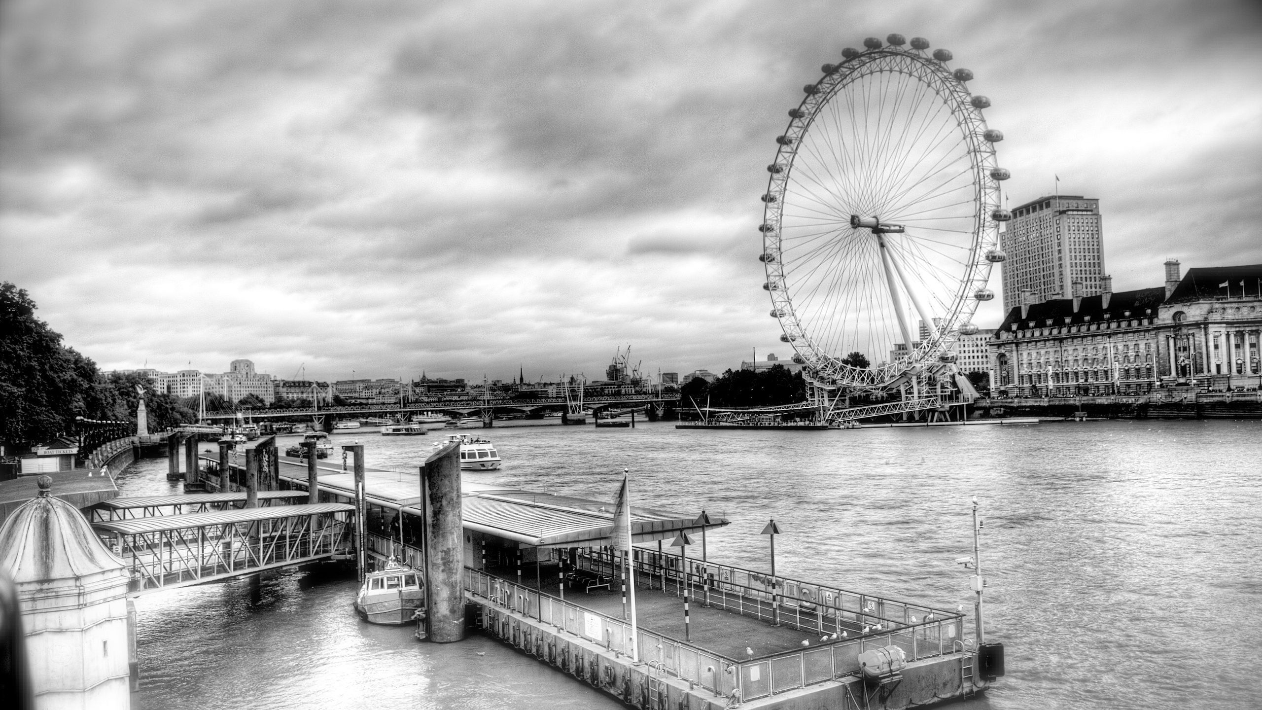 London Eye bianco e nero, 2560x1440 1440p, Monitor Gaming