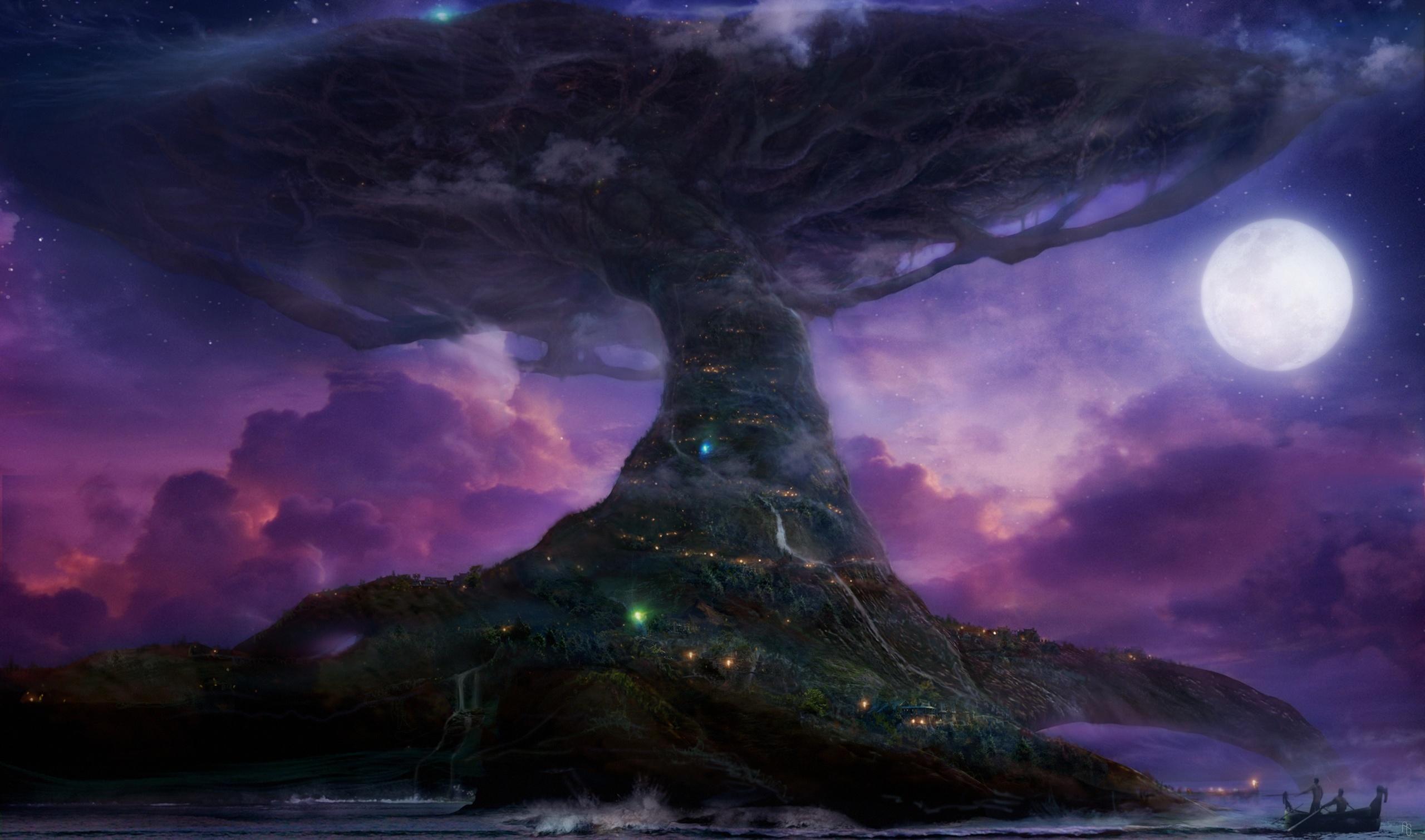 Grande albero luminoso notturno, 2560x1509 QHD, Laptop